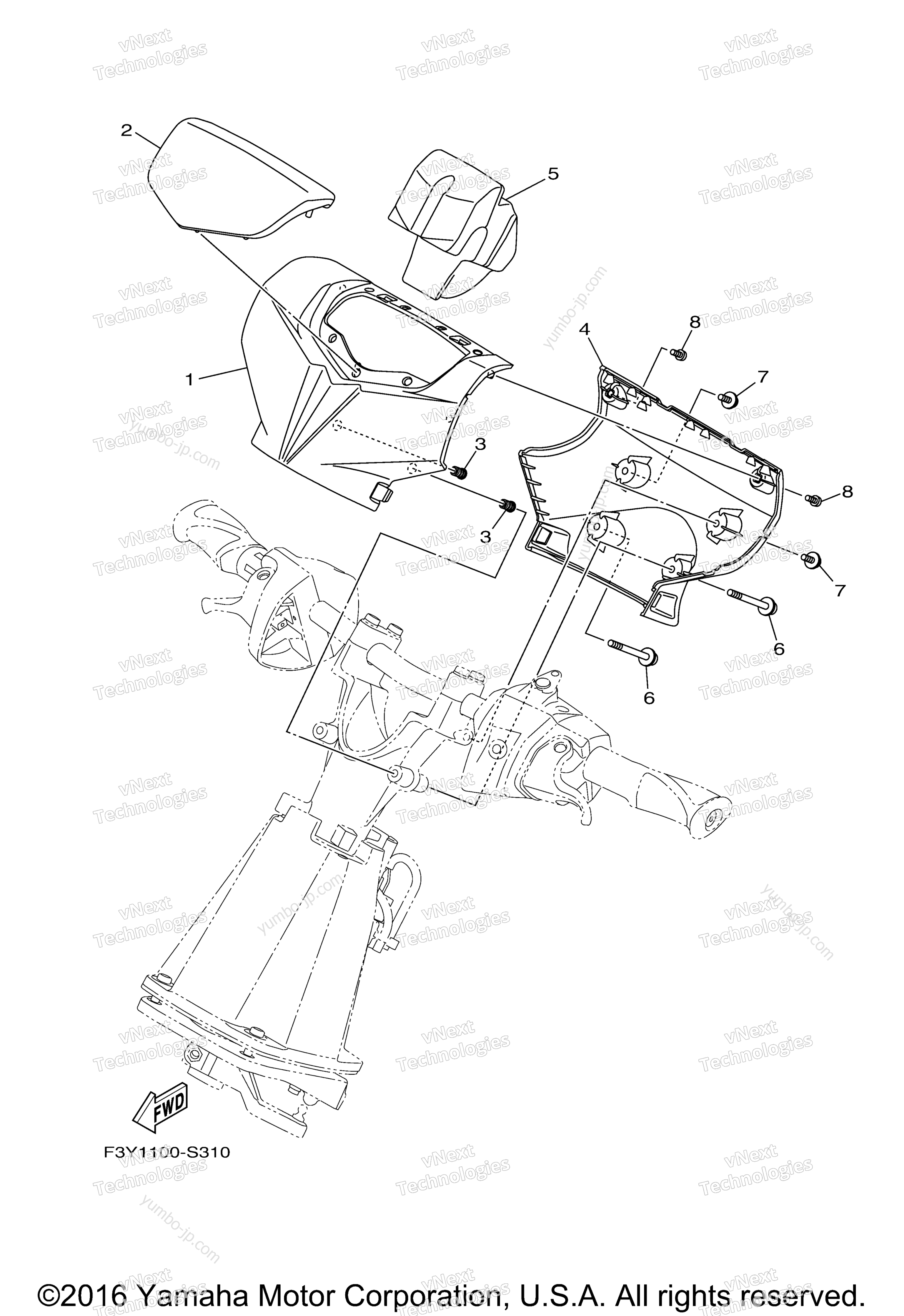 Steering 3 for watercrafts YAMAHA EX SPORT (EX1050BS) 2017 year