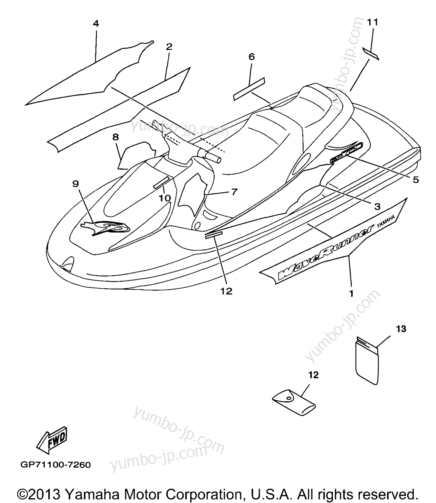 Graphic Tool for watercrafts YAMAHA WAVE RUNNER GP760 (GP760V) 1997 year