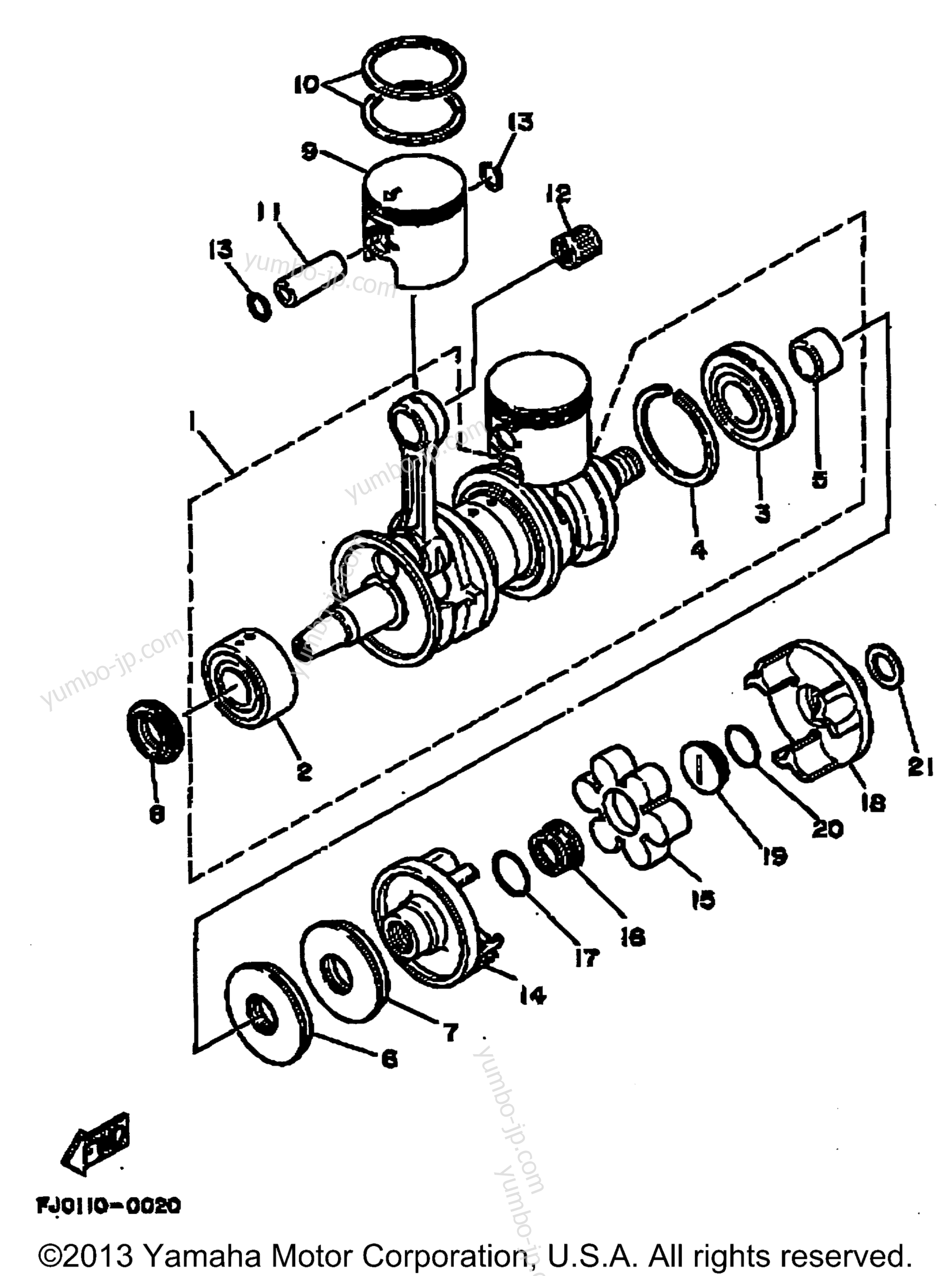 Crankshaft - Piston для гидроциклов YAMAHA WAVE RUNNER III (WRA650D) 1990 г.