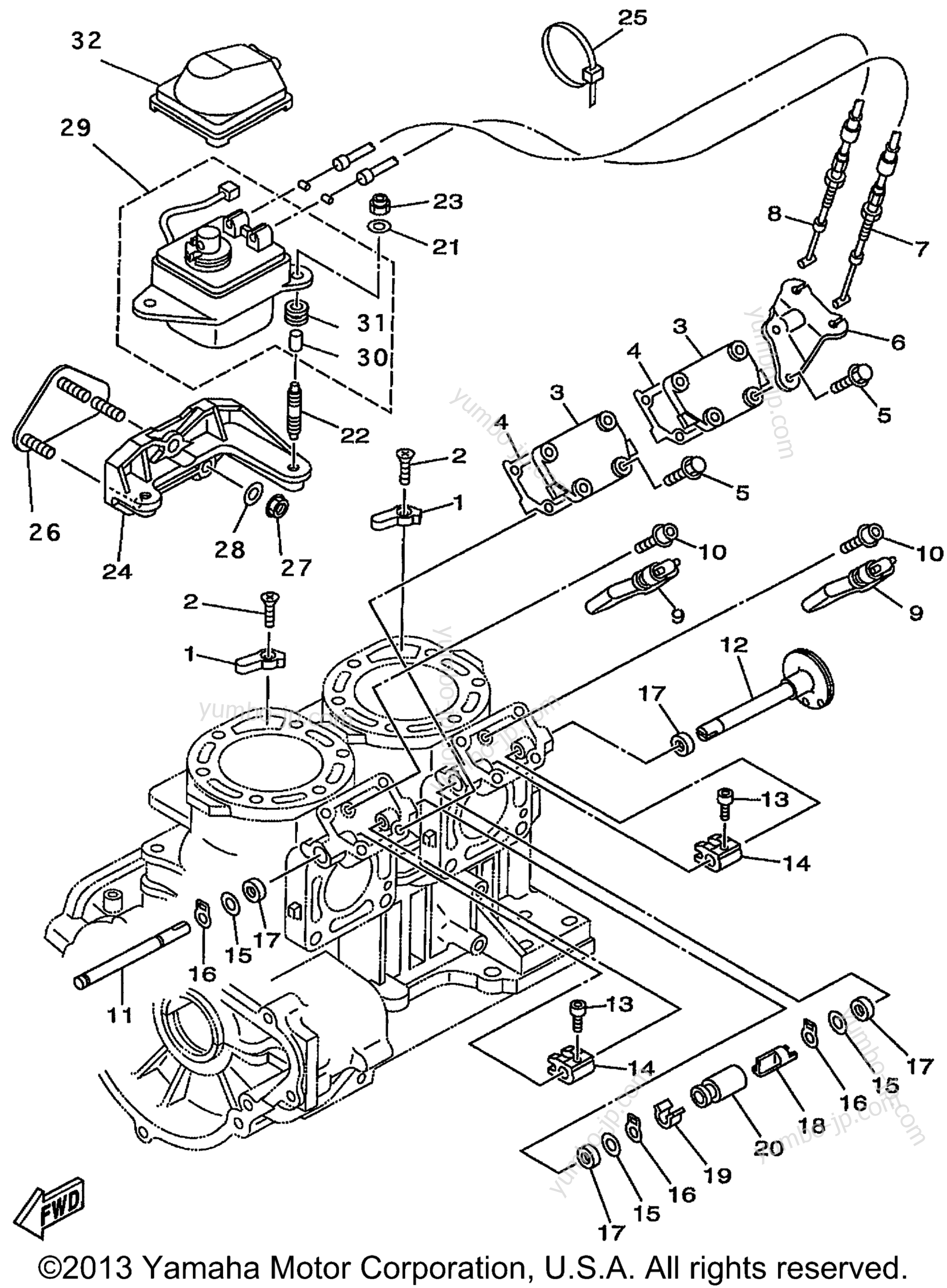 Cylinder Crankcase 2 для гидроциклов YAMAHA WAVE RUNNER GP800W (GP800W) 1998 г.