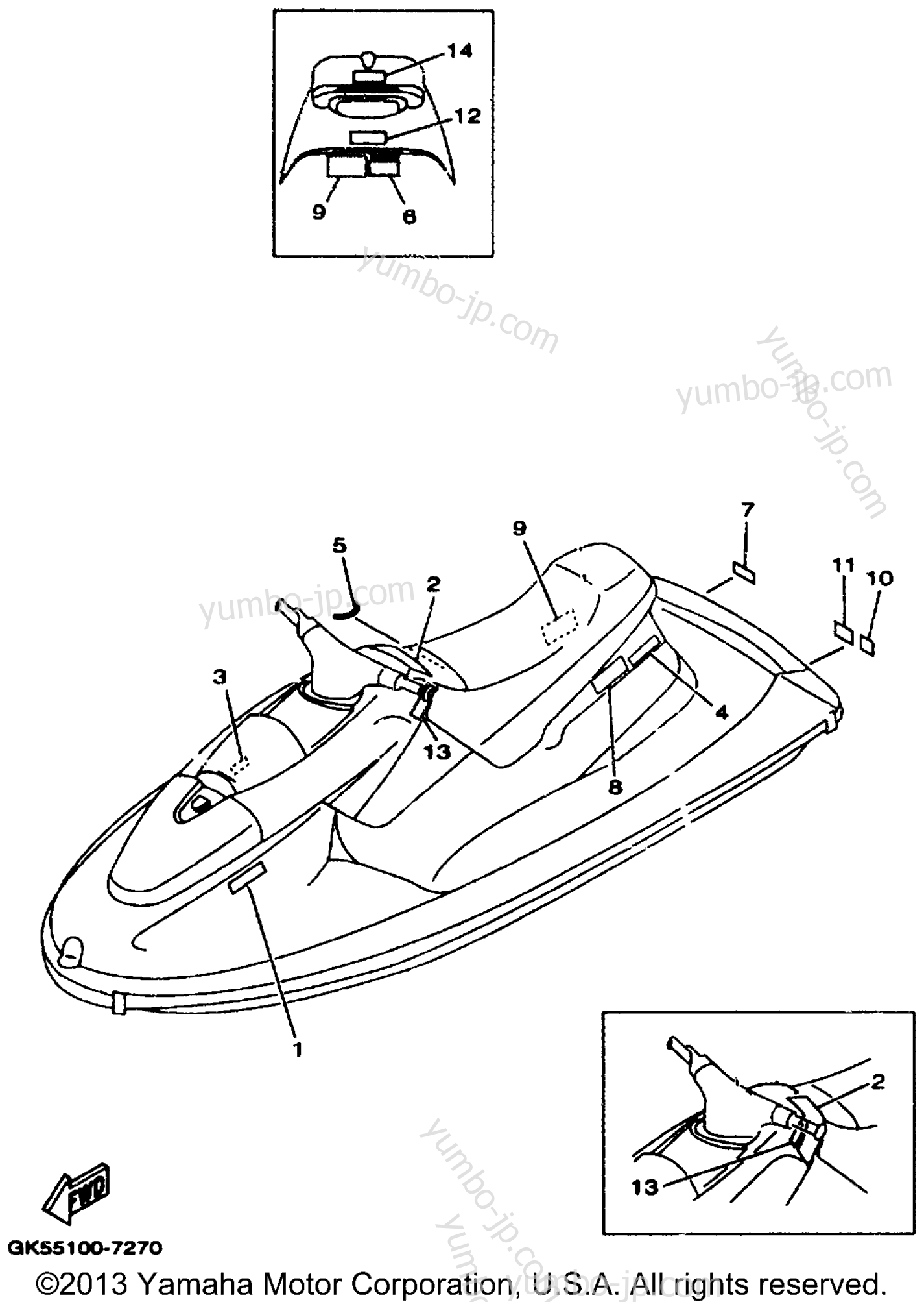 Important Labels for watercrafts YAMAHA WAVE BLASTER II (WB760V) 1997 year