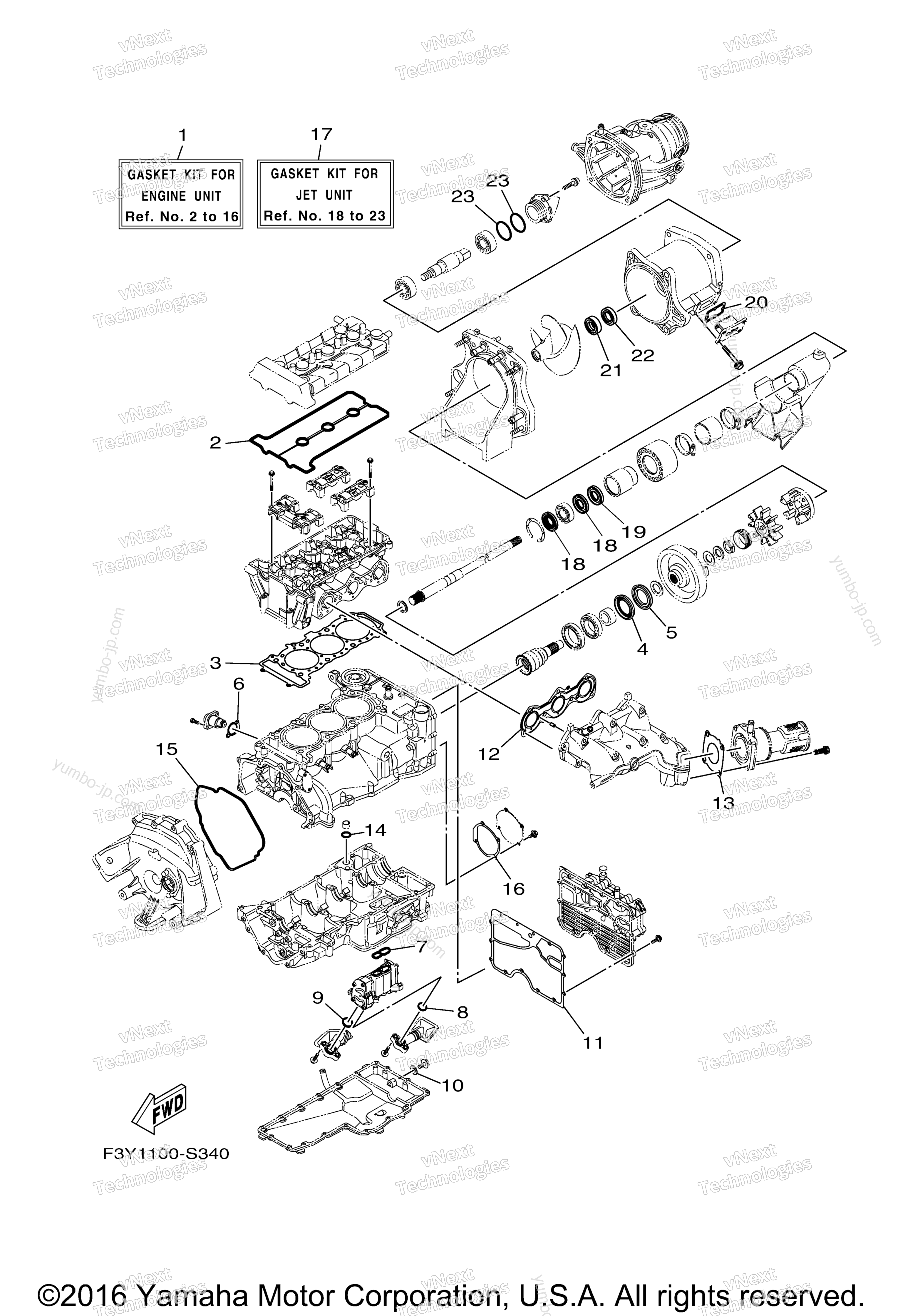 Repair Kit 1 for watercrafts YAMAHA EX SPORT (EX1050BS) 2017 year