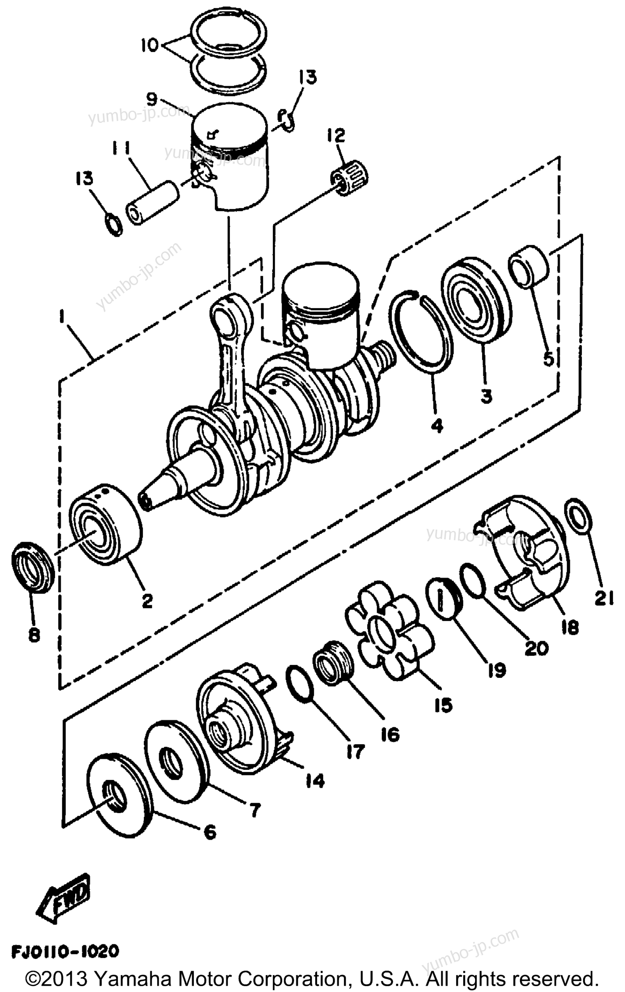 Crankshaft - Piston для гидроциклов YAMAHA WAVE RUNNER III (WRA650R) 1993 г.