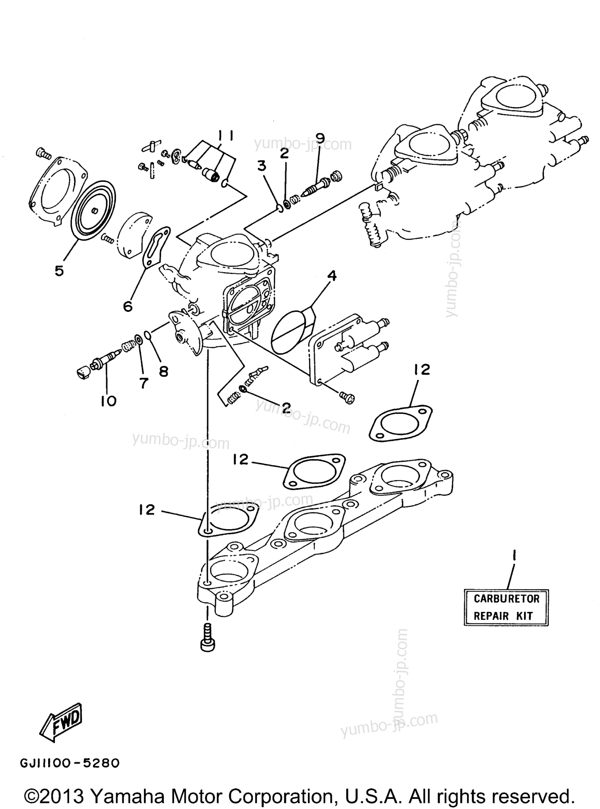 Repair Kit 2 для гидроциклов YAMAHA WAVE RAIDER 1100 (RA1100U) 1996 г.