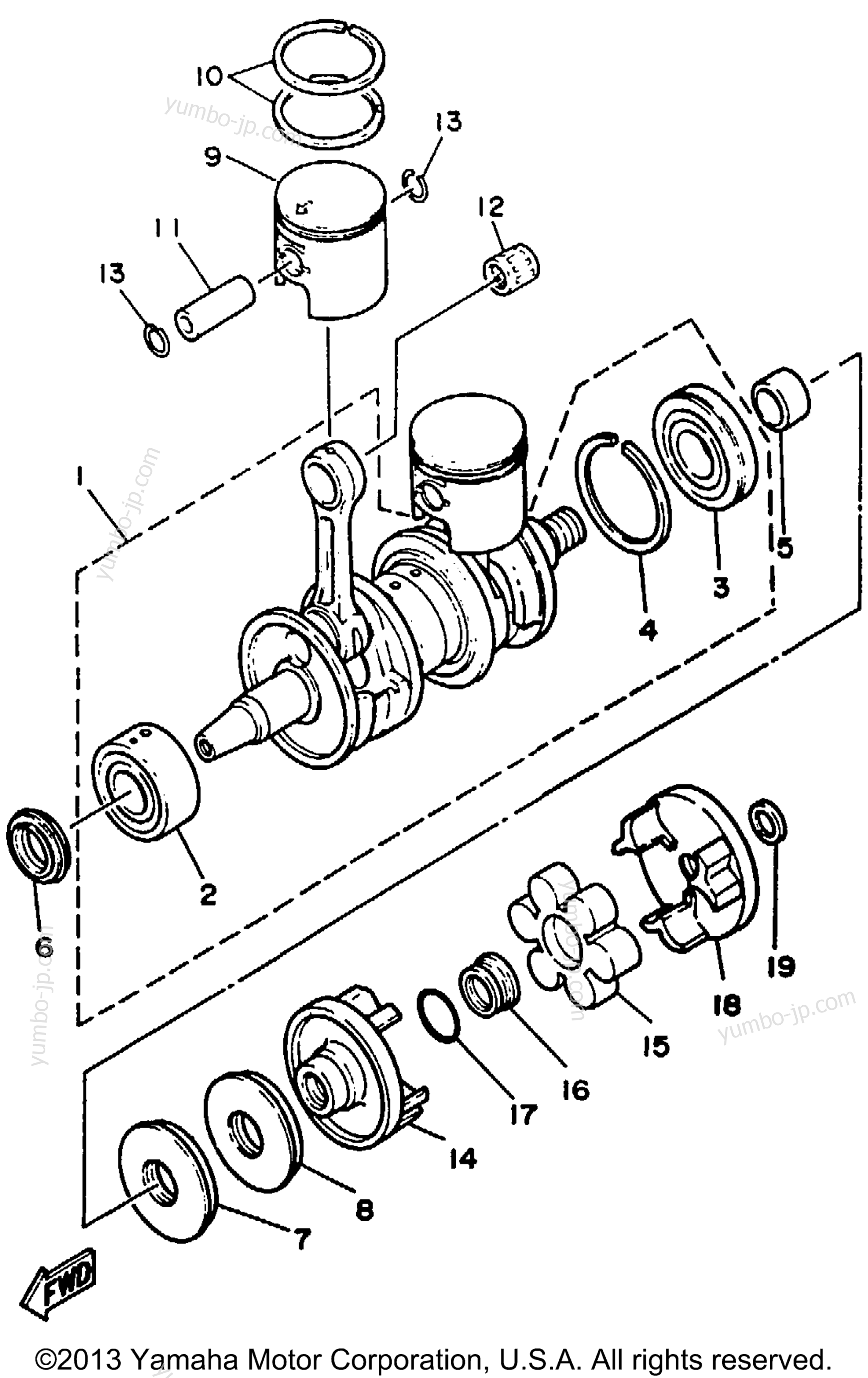 Crankshaft - Piston для гидроциклов YAMAHA WAVE RUNNER LX (WR650D) 1990 г.