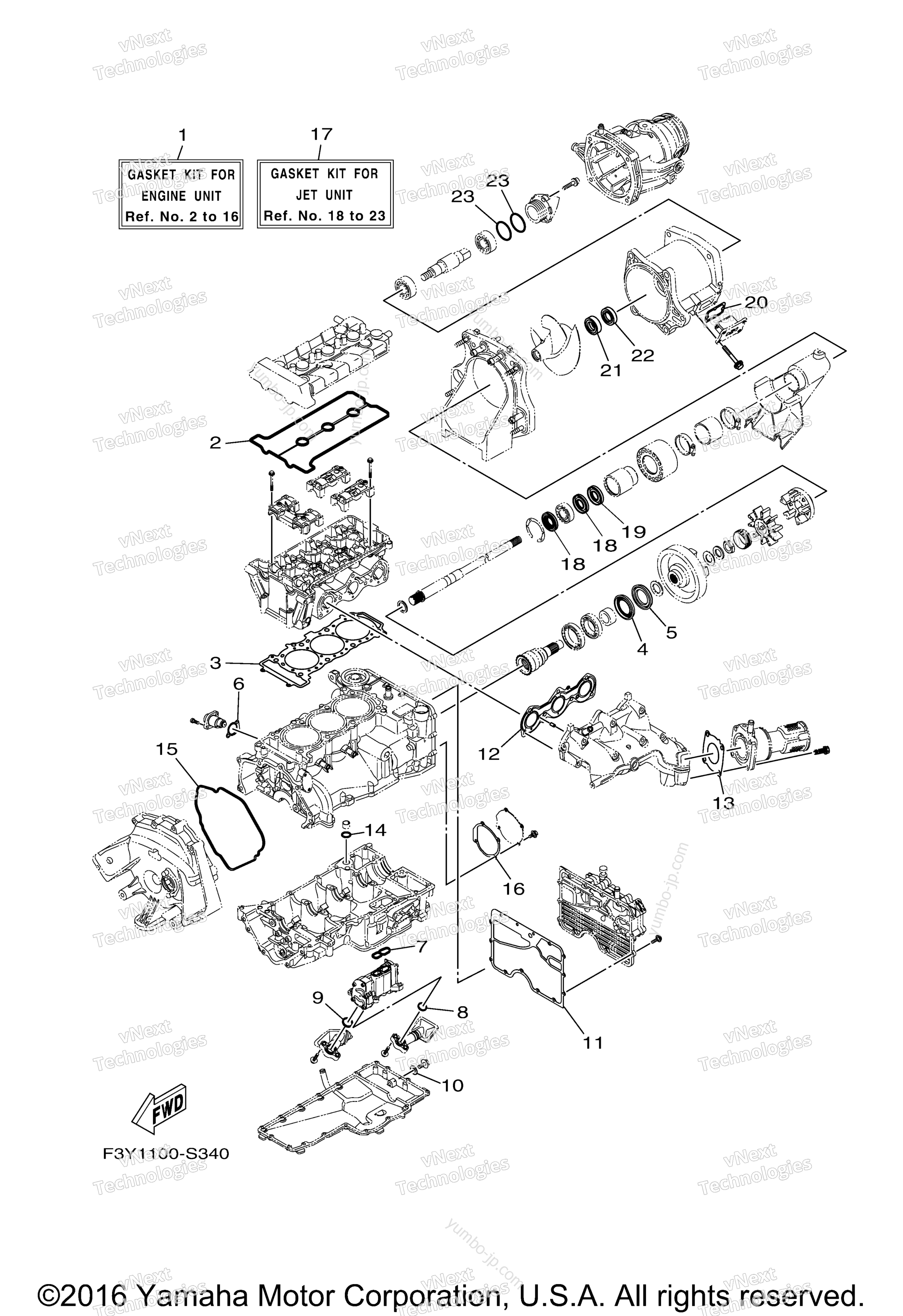 Repair Kit 1 для гидроциклов YAMAHA EX (EX1050CS) 2017 г.