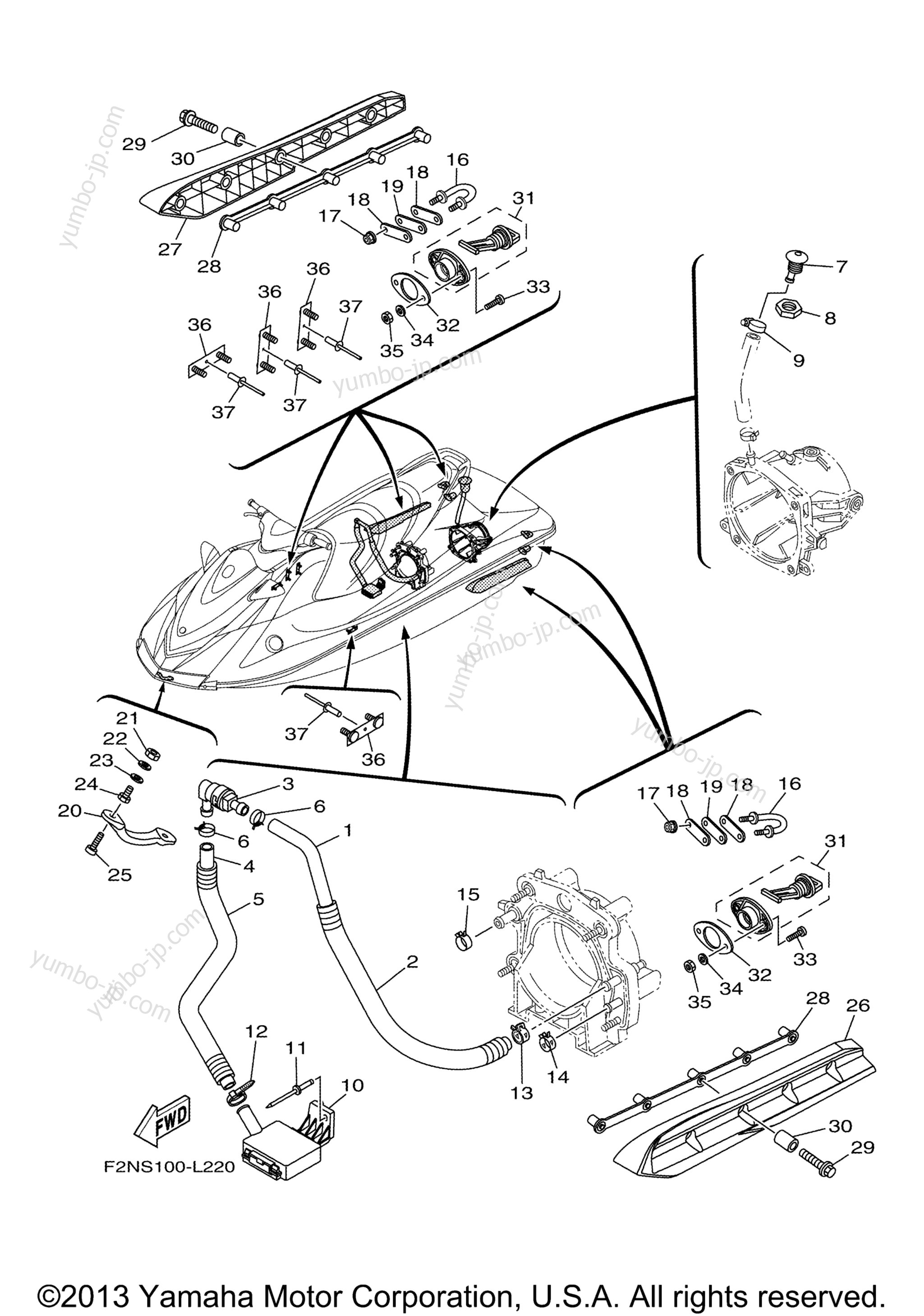 Hull & Deck для гидроциклов YAMAHA WAVERUNNER VX SPORT (VX1100CM) 2013 г.