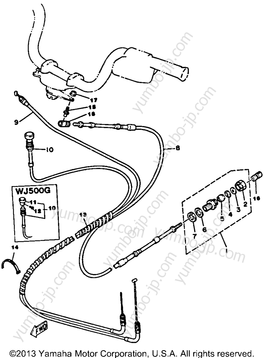 Устройство дистанционного управления / Кабеля для гидроциклов YAMAHA WAVE JAMMER (WJ500H) 1987 г.