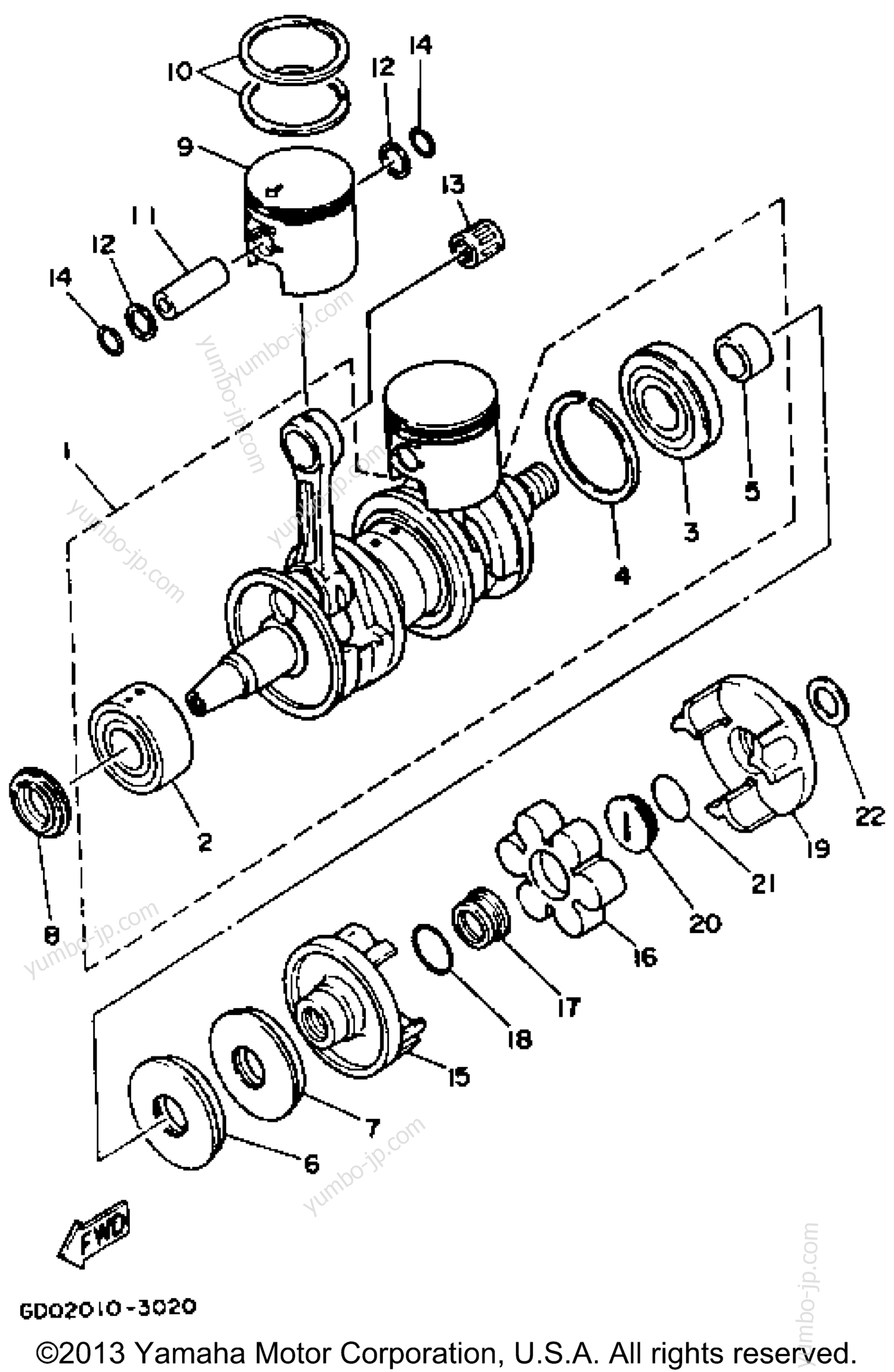Crankshaft - Piston для гидроциклов YAMAHA WAVE BLASTER (WB700R) 1993 г.