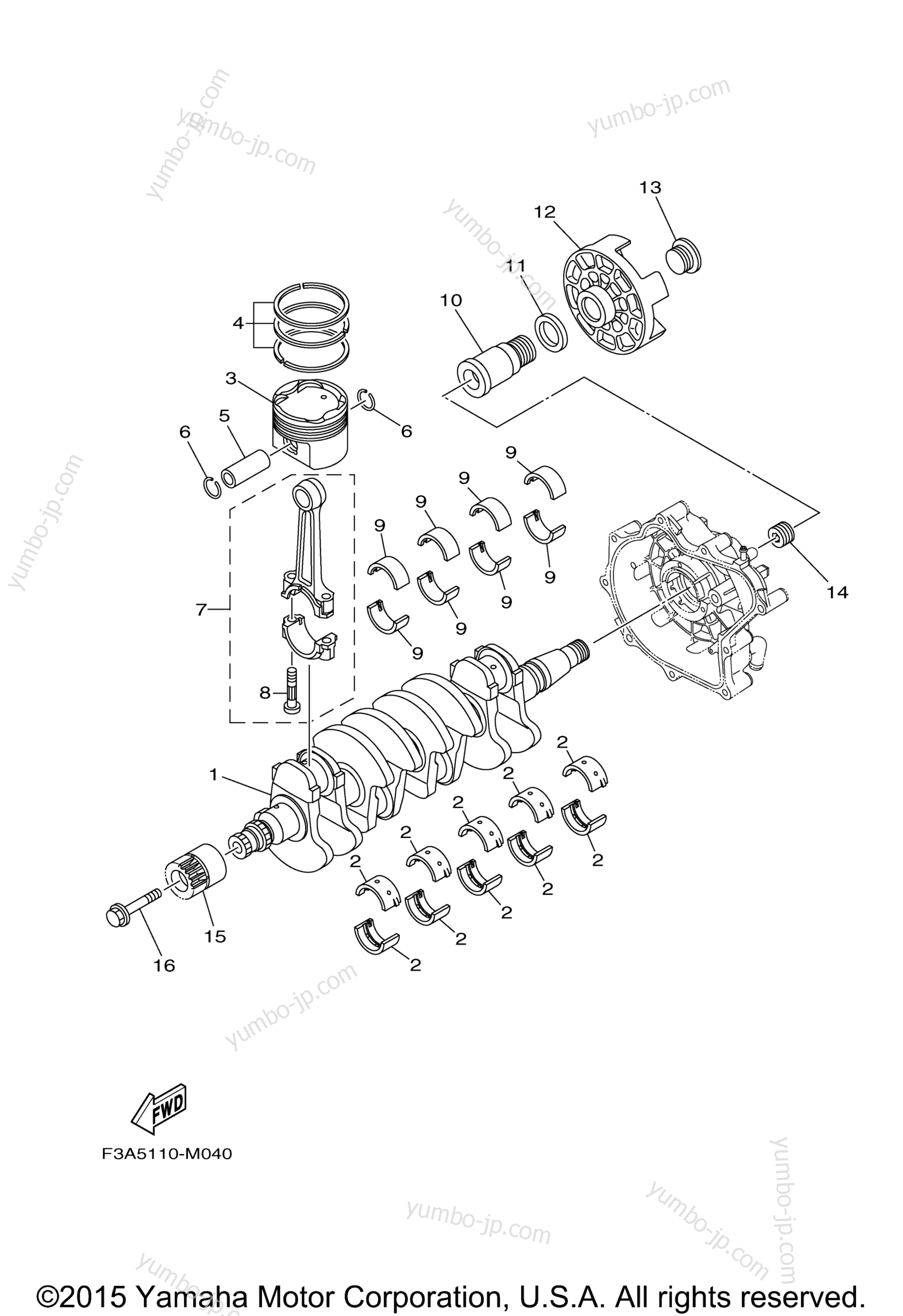 Crankshaft & Piston для гидроциклов YAMAHA VXS (VX1800R) 2016 г.