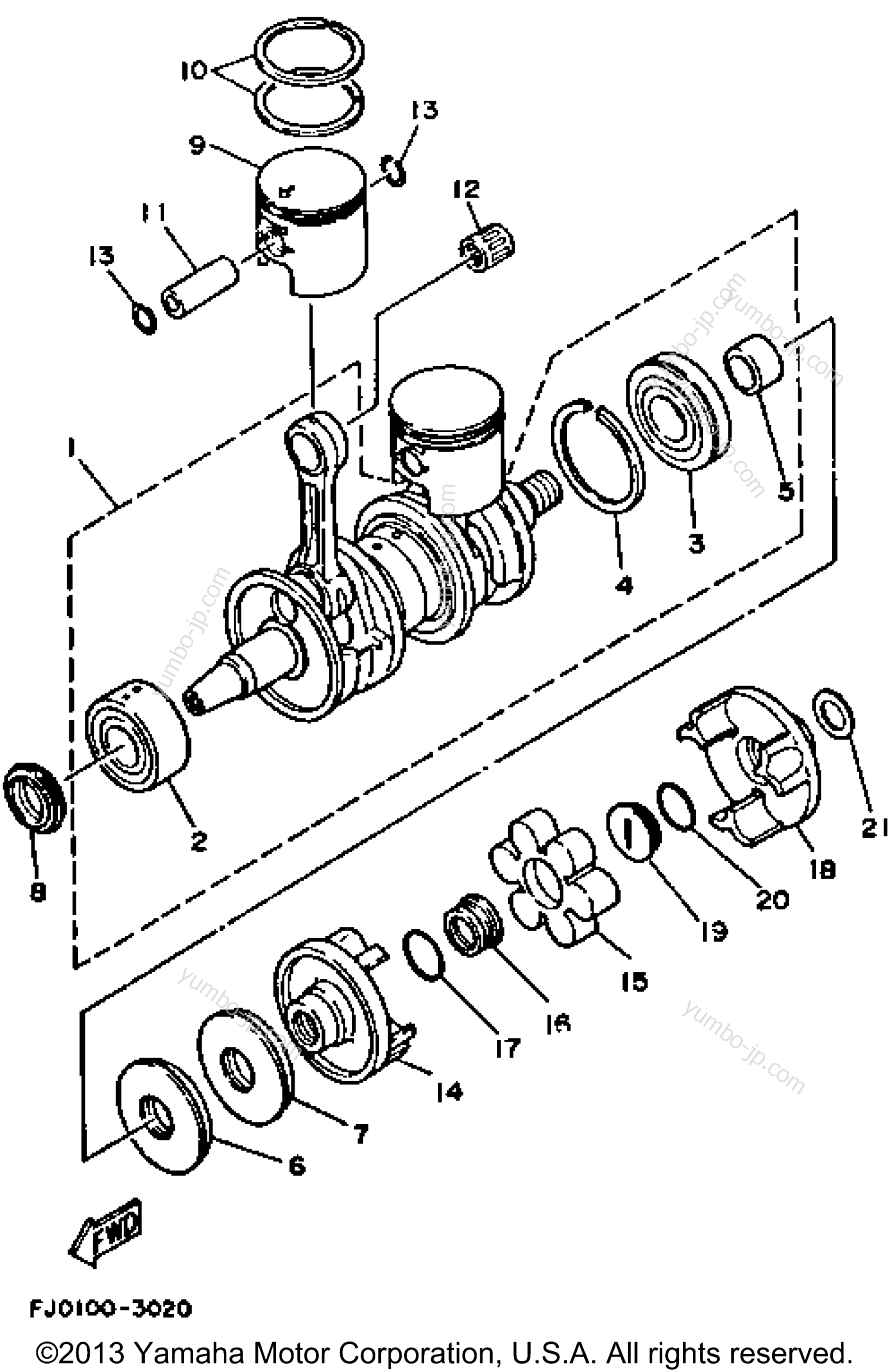 Crankshaft - Piston для гидроциклов YAMAHA WAVE RUNNER III (WRA650RA) 1993 г.