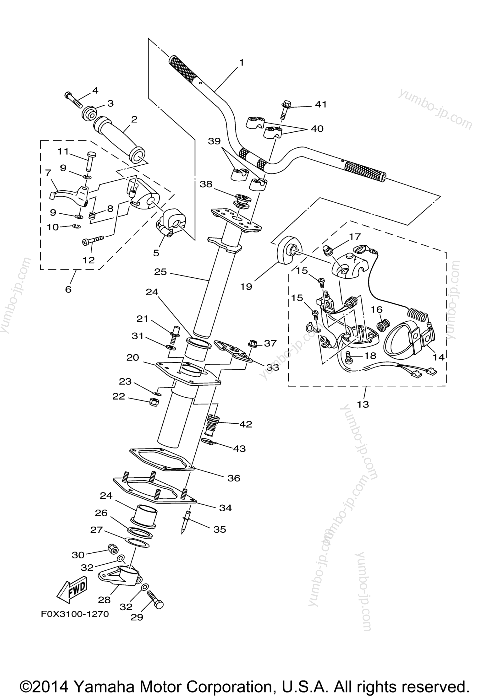 Steering 1 для гидроциклов YAMAHA GP1200 (GP1200AA) 2002 г.