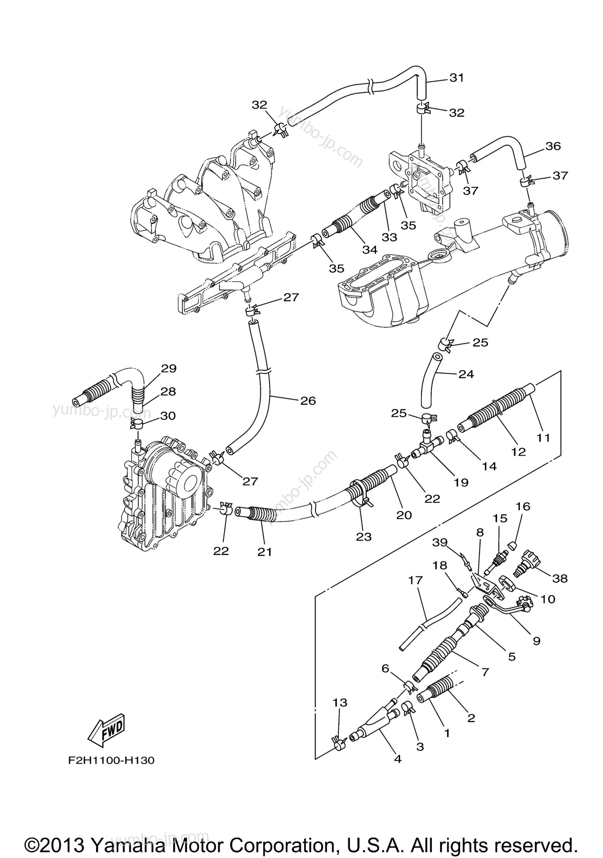 Exhaust 2 for watercrafts YAMAHA FX CRUISER HO (FY1800AK) 2011 year