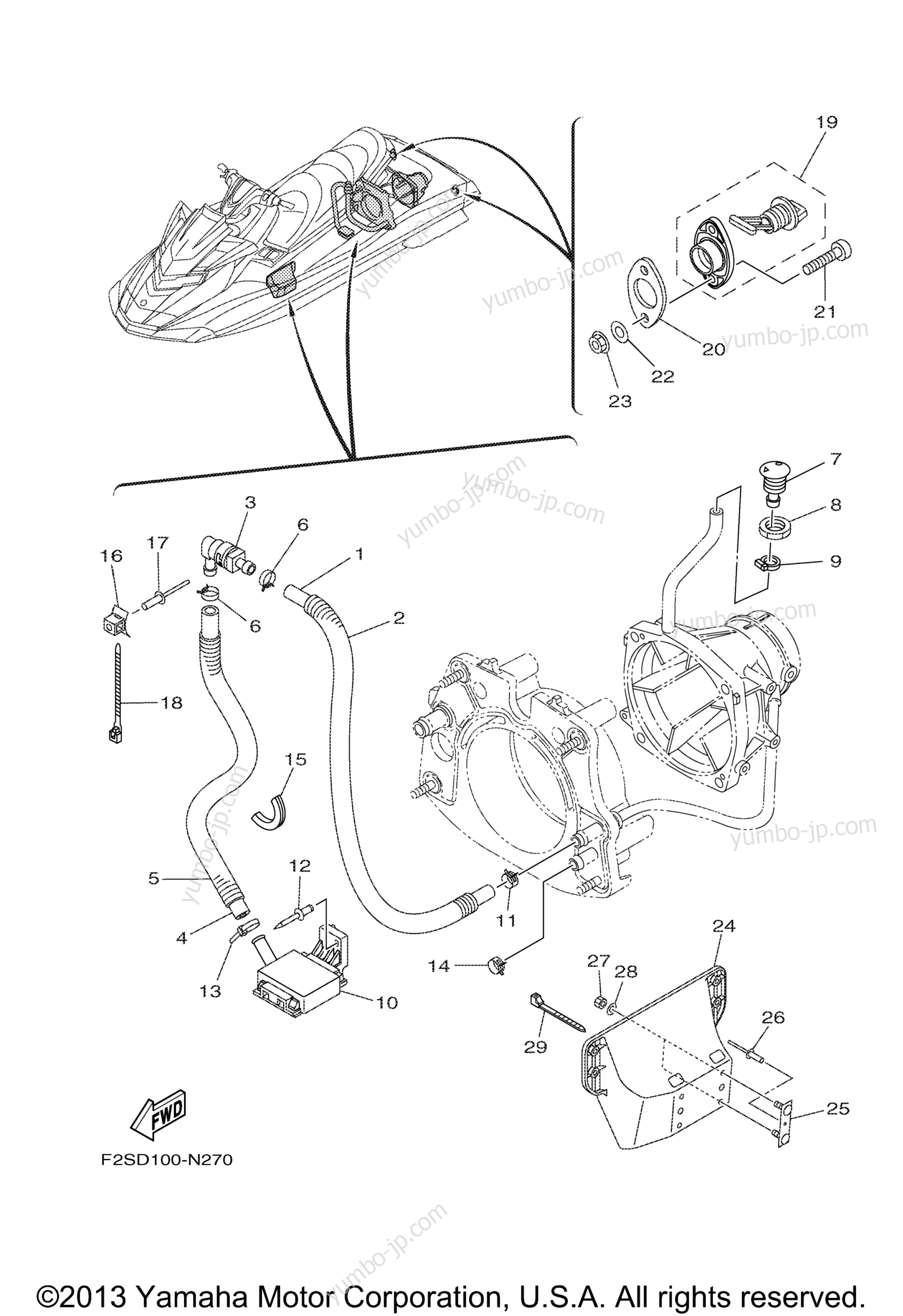 Hull & Deck для гидроциклов YAMAHA WAVE RUNNER FX SHO (FA1800N) 2014 г.