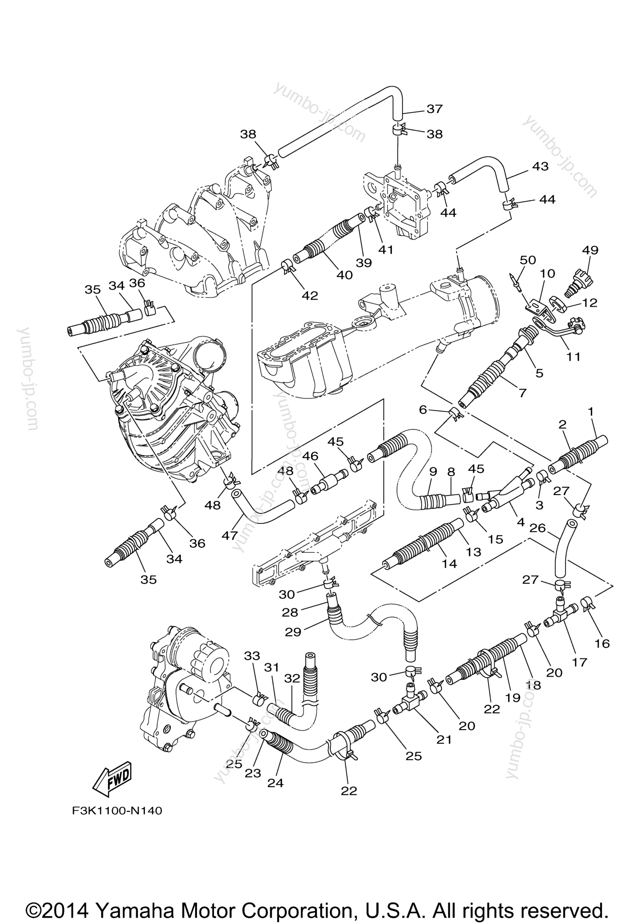 Exhaust 2 для гидроциклов YAMAHA WAVERUNNER FZS (GX1800AN) 2014 г.