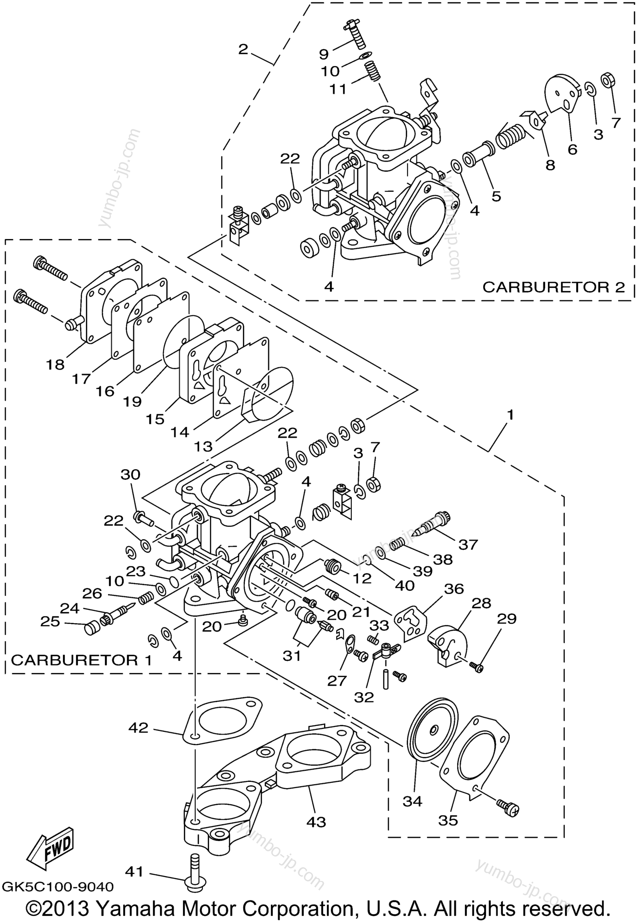 Карбюратор для гидроциклов YAMAHA WAVE RUNNER GP760 (GP760W) 1998 г.