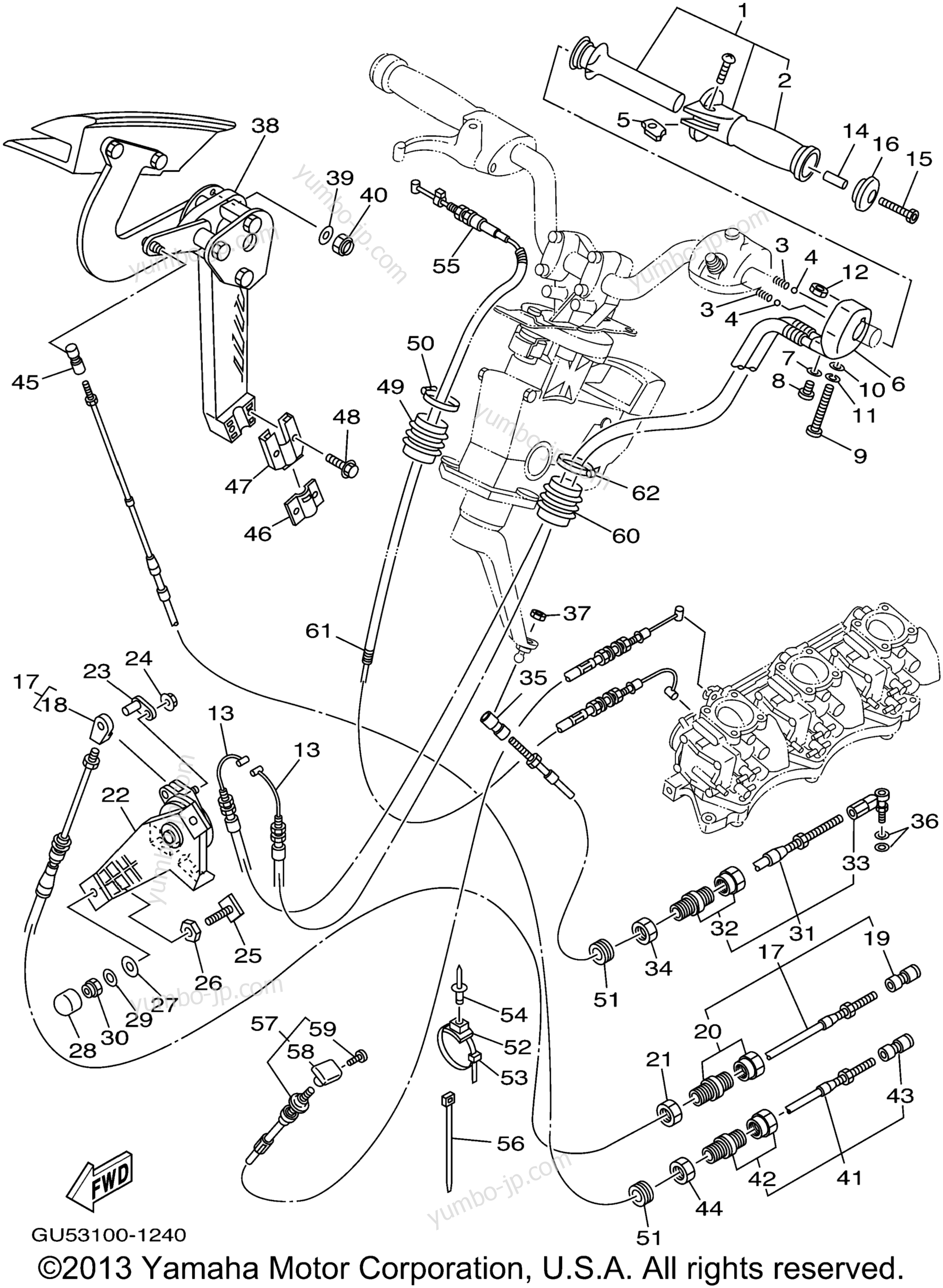 Устройство дистанционного управления / Кабеля для гидроциклов YAMAHA SUV1200 (SV1200Z) 2001 г.