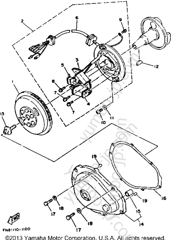 GENERATOR для гидроциклов YAMAHA WRB650P_FN 1991 г.