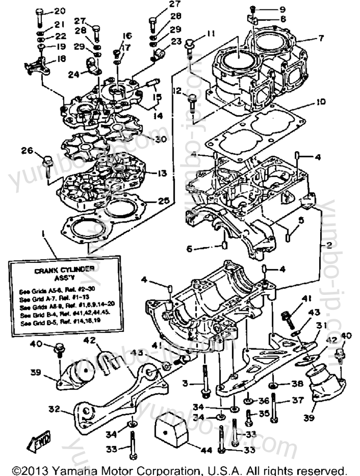 Crankcase - Cylinder для гидроциклов YAMAHA WAVE RUNNER LX (WR650D) 1990 г.