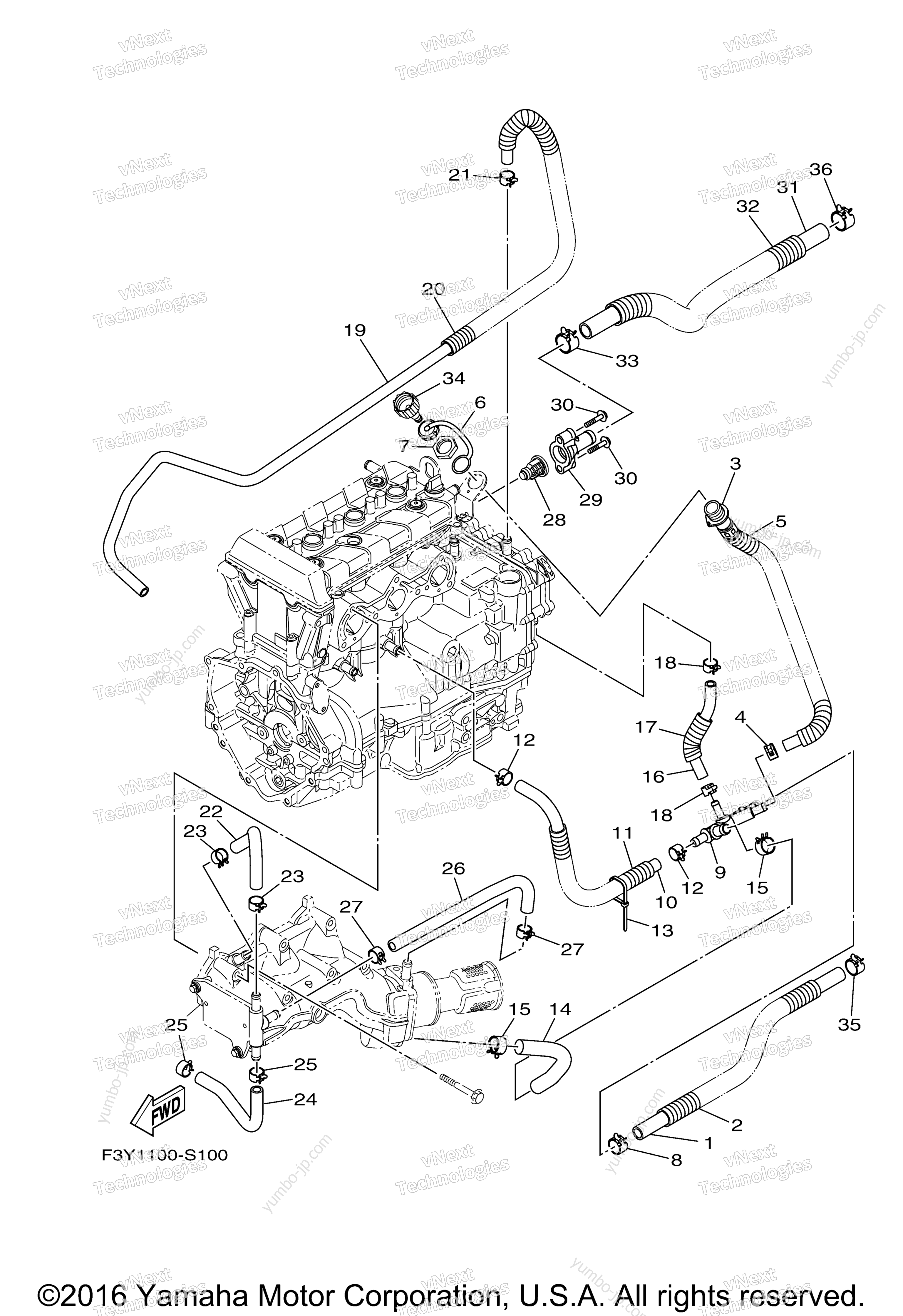 Exhaust 2 для гидроциклов YAMAHA EX SPORT (EX1050BS) 2017 г.