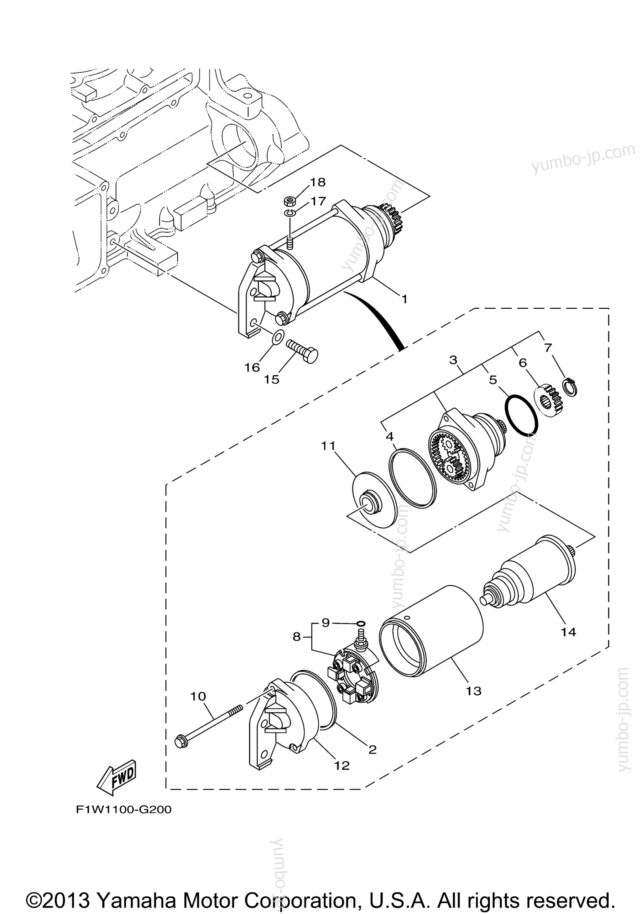 STARTING MOTOR для гидроциклов YAMAHA FX CRUISER HO (FY1800AK) 2011 г.