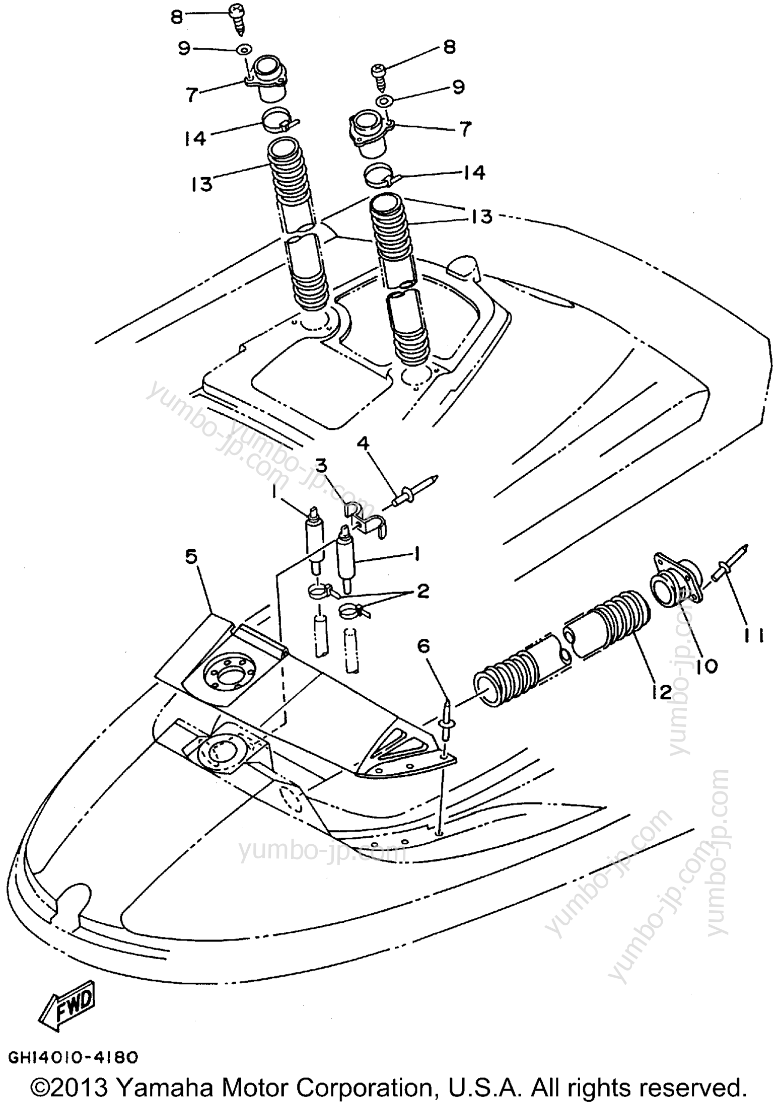Seat Under Locker 2 для гидроциклов YAMAHA WAVE RAIDER (RA700T) 1995 г.