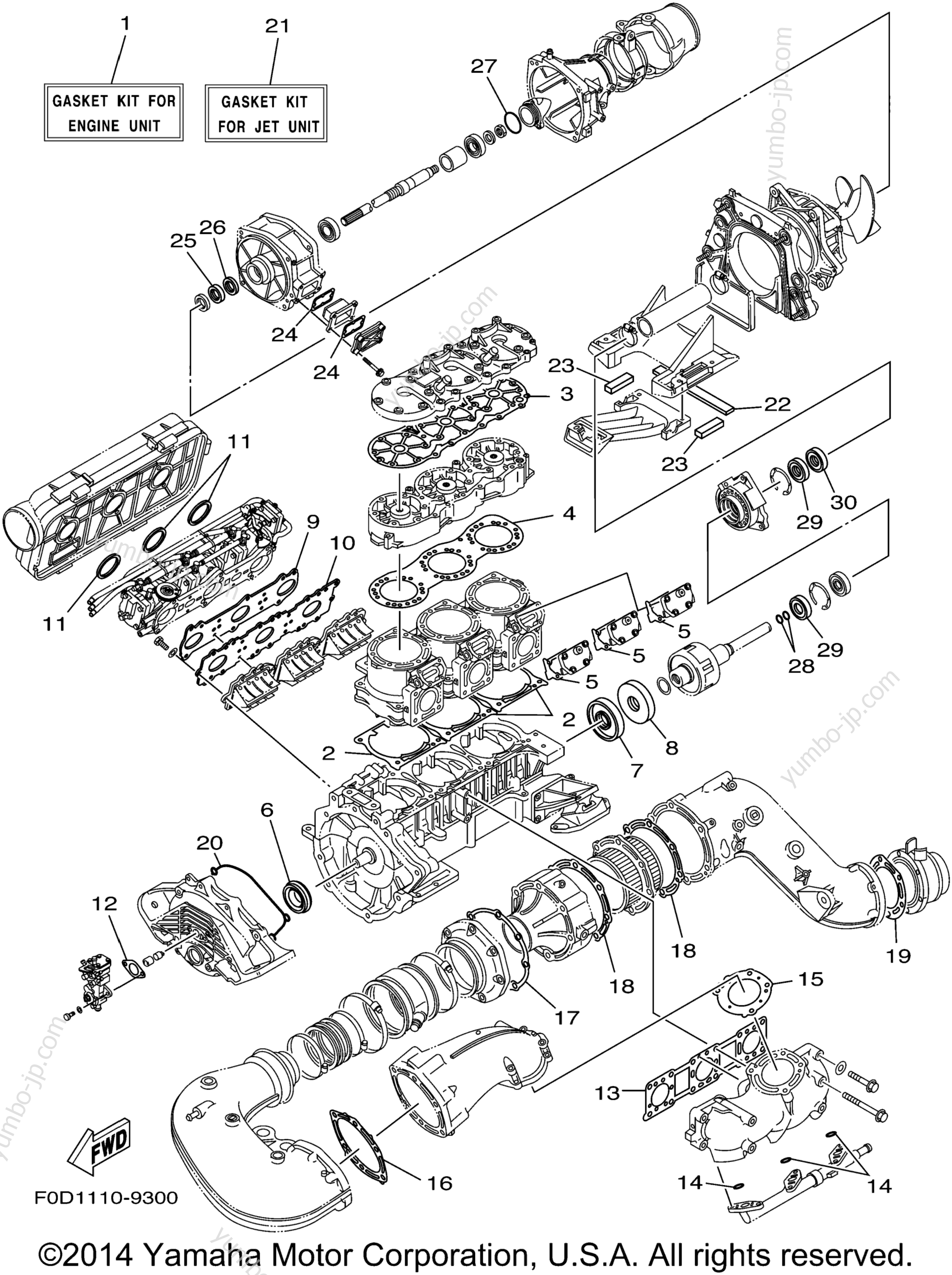 Repair Kit 1 для гидроциклов YAMAHA WAVE RUNNER XL1200 LTD (XA1200X) 1999 г.
