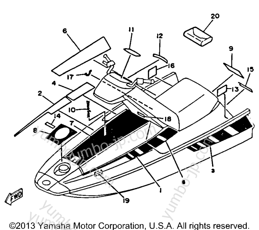 Graphic Tool for watercrafts YAMAHA WAVE JAMMER (WJ500H) 1987 year