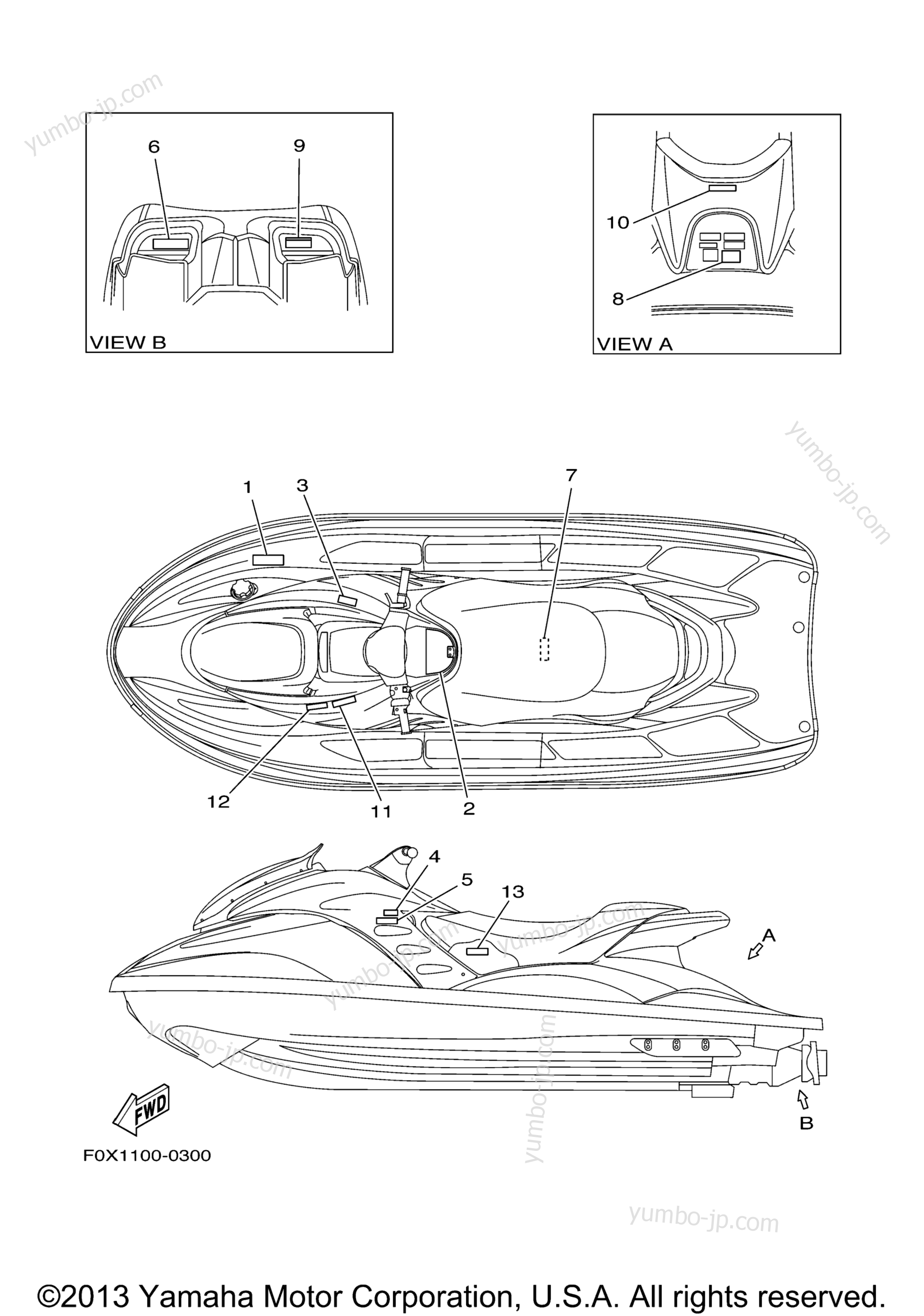 Important Labels для гидроциклов YAMAHA GP1200 (GP1200AY) 2000 г.