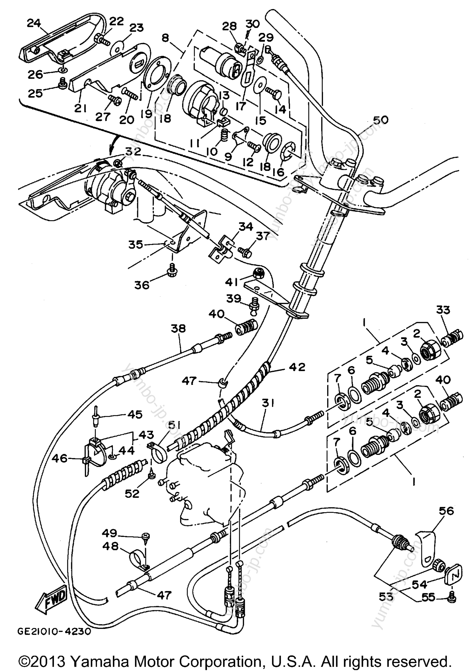 Устройство дистанционного управления / Кабеля для гидроциклов YAMAHA WAVE RUNNER III GP (WRA700T) 1995 г.