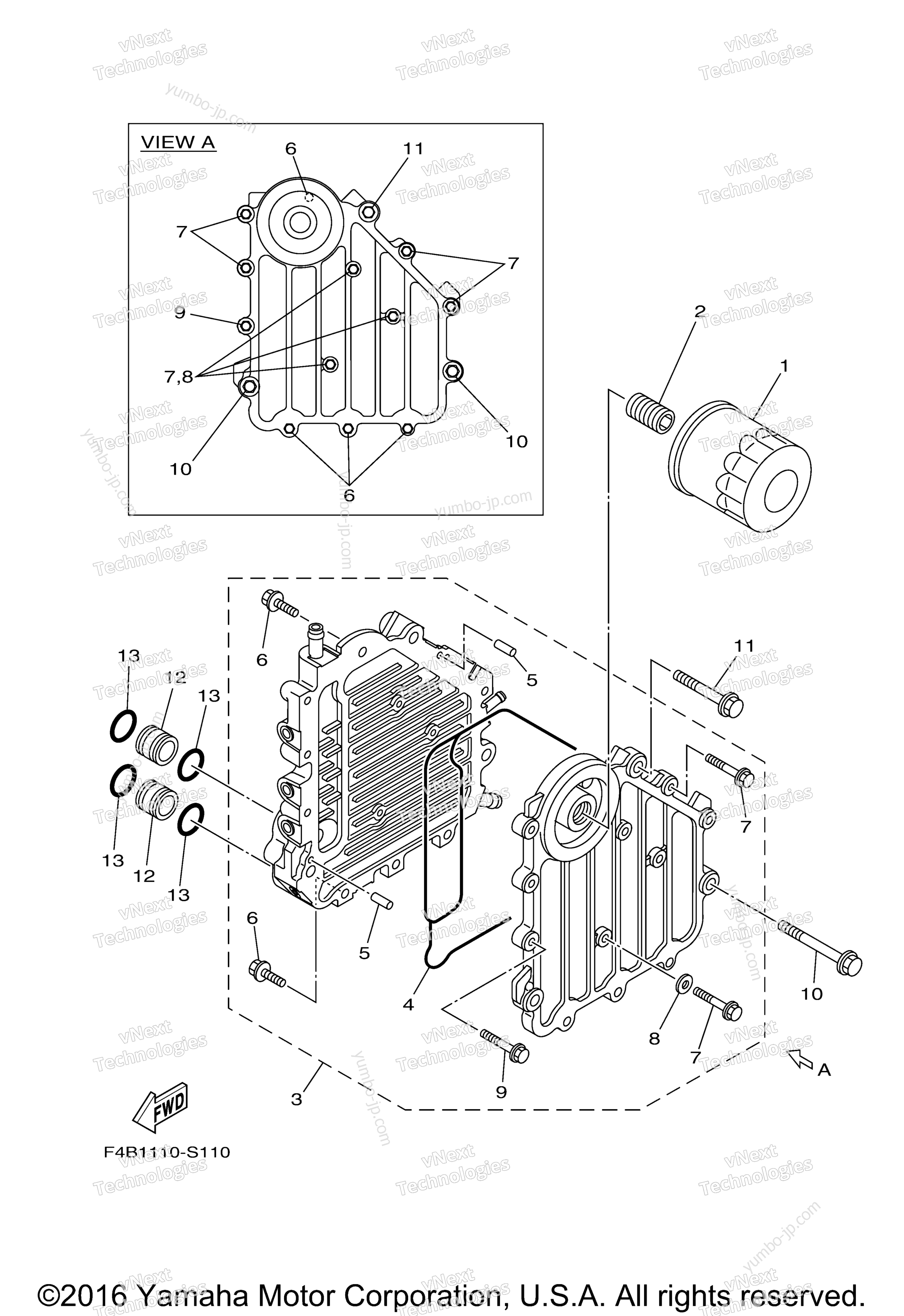 OIL COOLER для гидроциклов YAMAHA GP1800 (GP1800S) 2017 г.