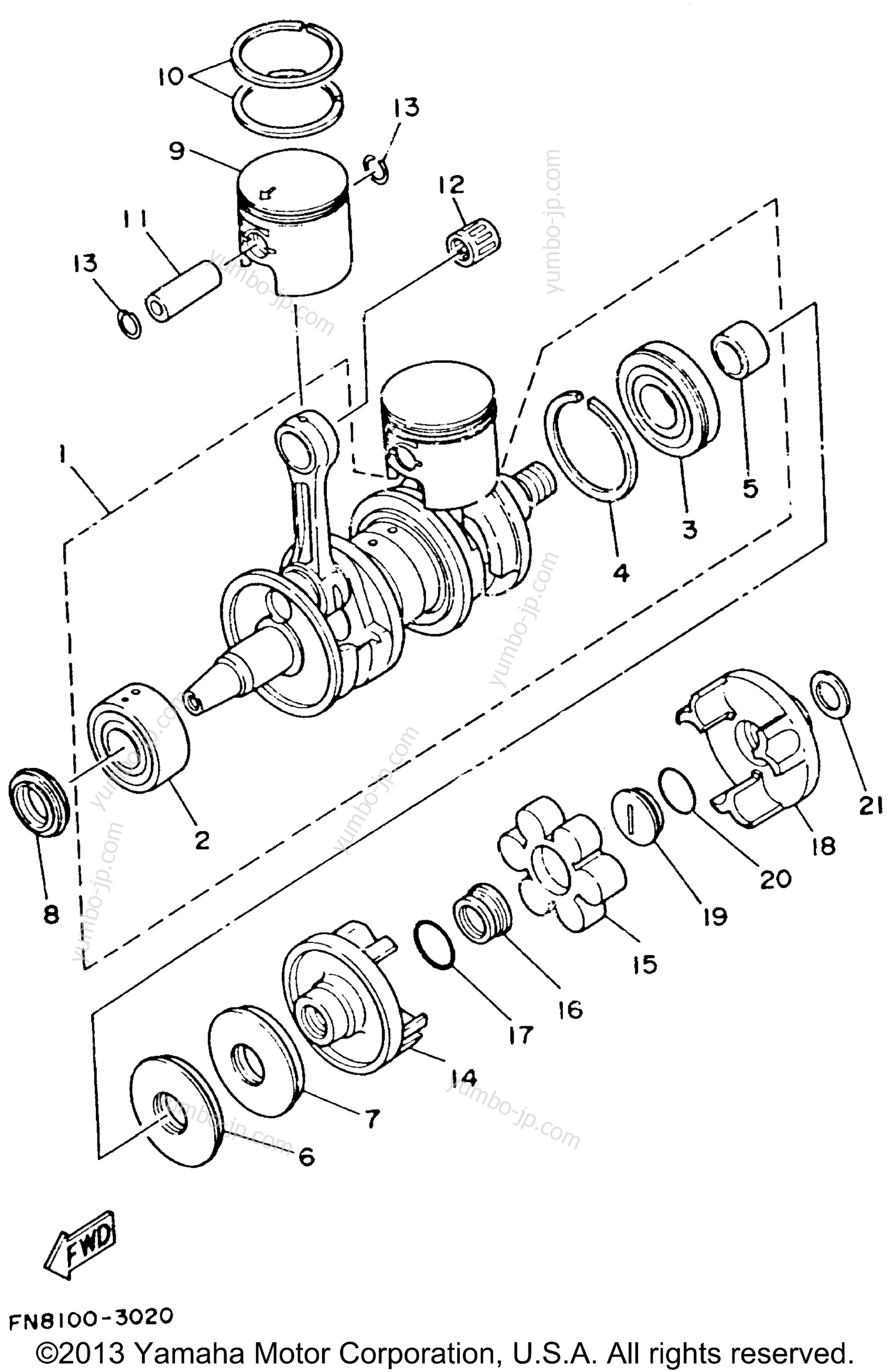 Crankshaft - Piston для гидроциклов YAMAHA WAVE RUNNER VXR (WRB650S) 1994 г.