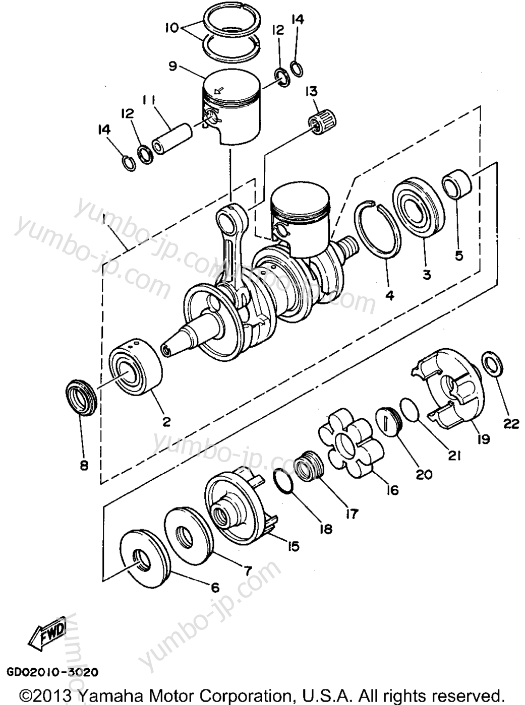 Crankshaft - Piston для гидроциклов YAMAHA WAVE RUNNER PRO VXR (WRB700S) 1994 г.