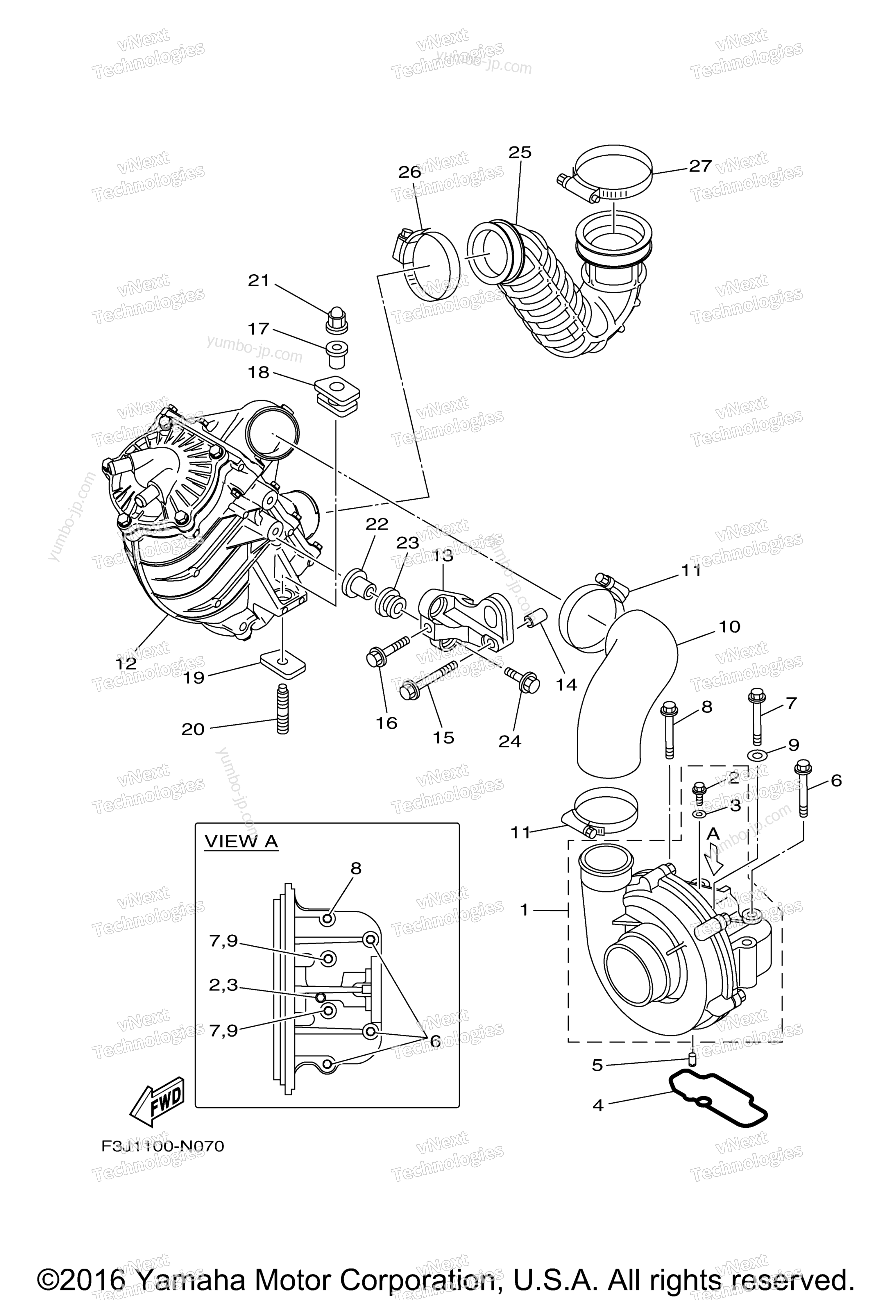 Intake 2 for watercrafts YAMAHA GP1800 (GP1800S) 2017 year