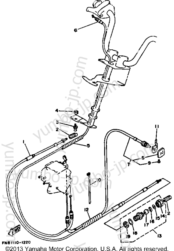 Устройство дистанционного управления / Кабеля для гидроциклов YAMAHA WRB650Q_FN 1992 г.