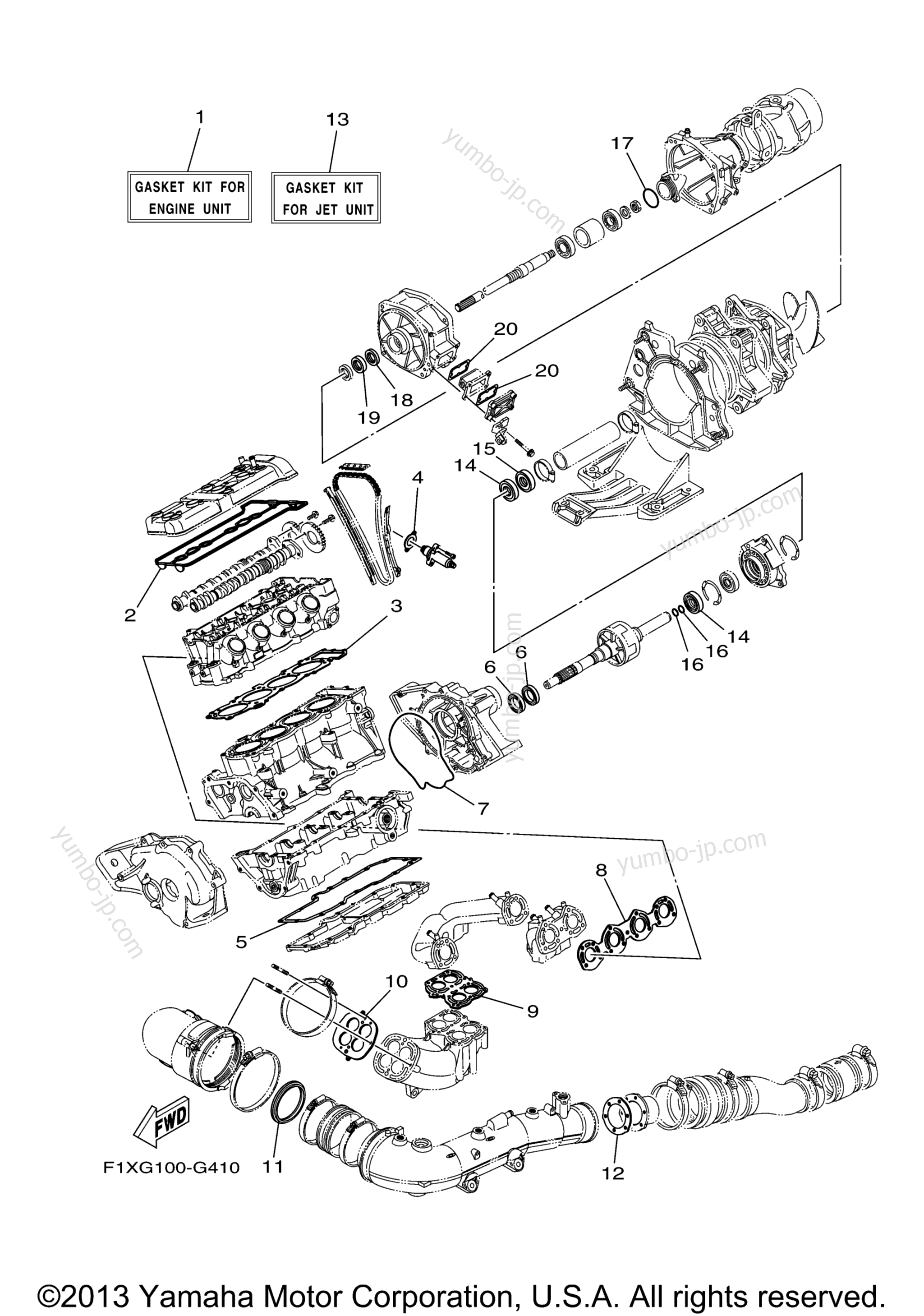 Repair Kit 1 48 для гидроциклов YAMAHA FX CRUISER HIGH OUTPUT (FX1100AG) 2008 г.