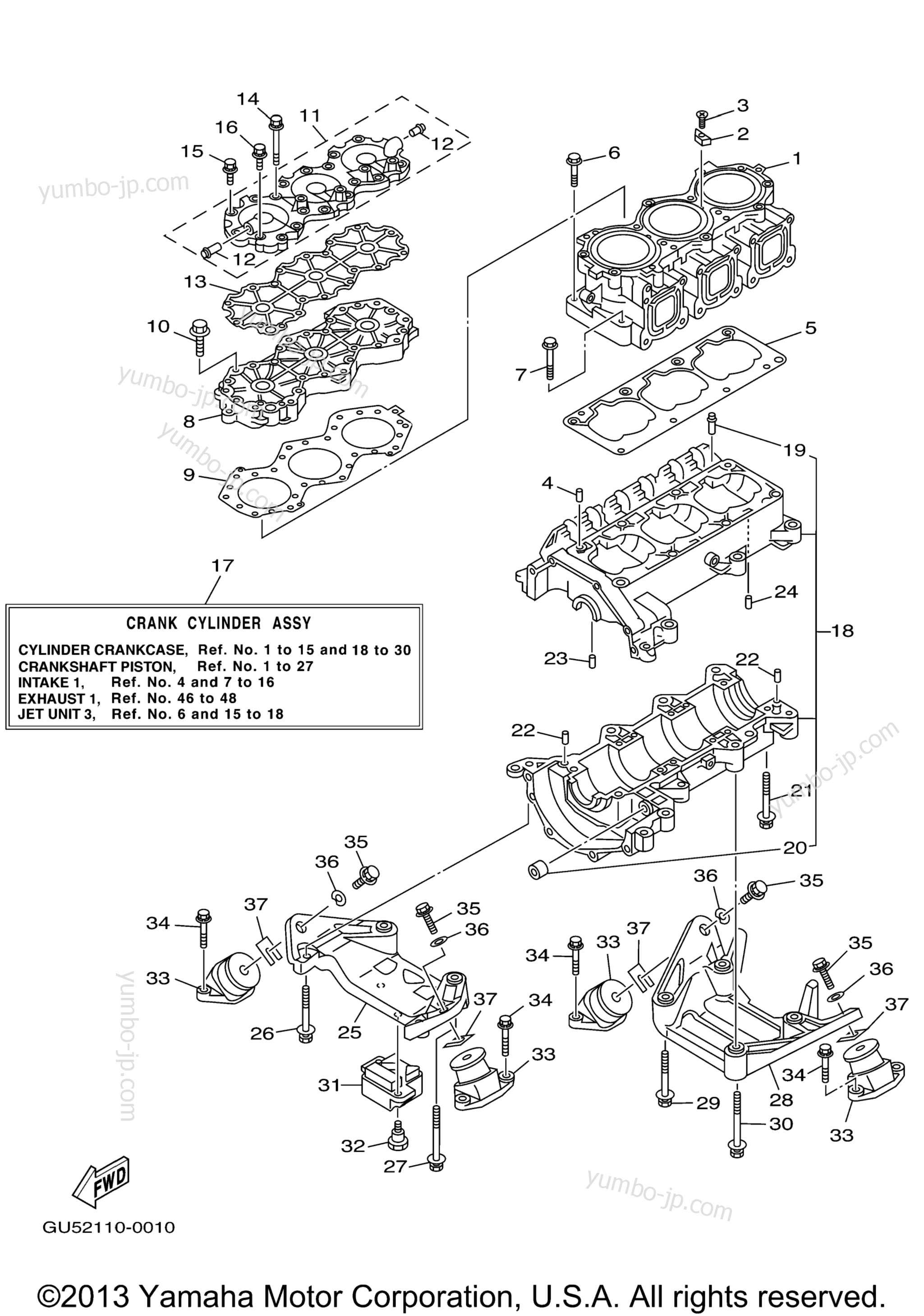 Cylinder Crankcase для гидроциклов YAMAHA SUV1200 (SV1200Y) 2000 г.