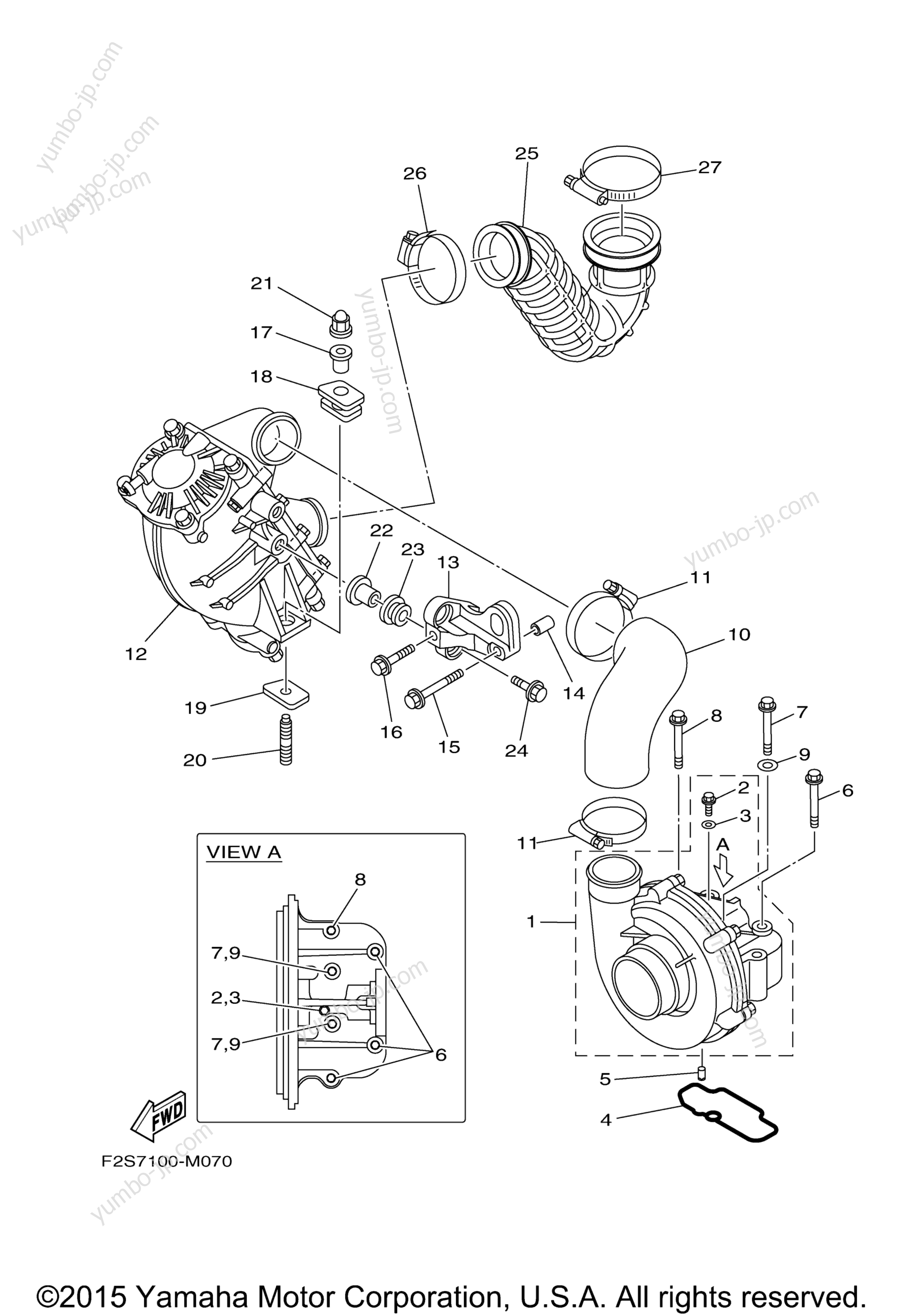 Intake 2 for watercrafts YAMAHA FX CRUISER SHO (FA1800AR) 2016 year