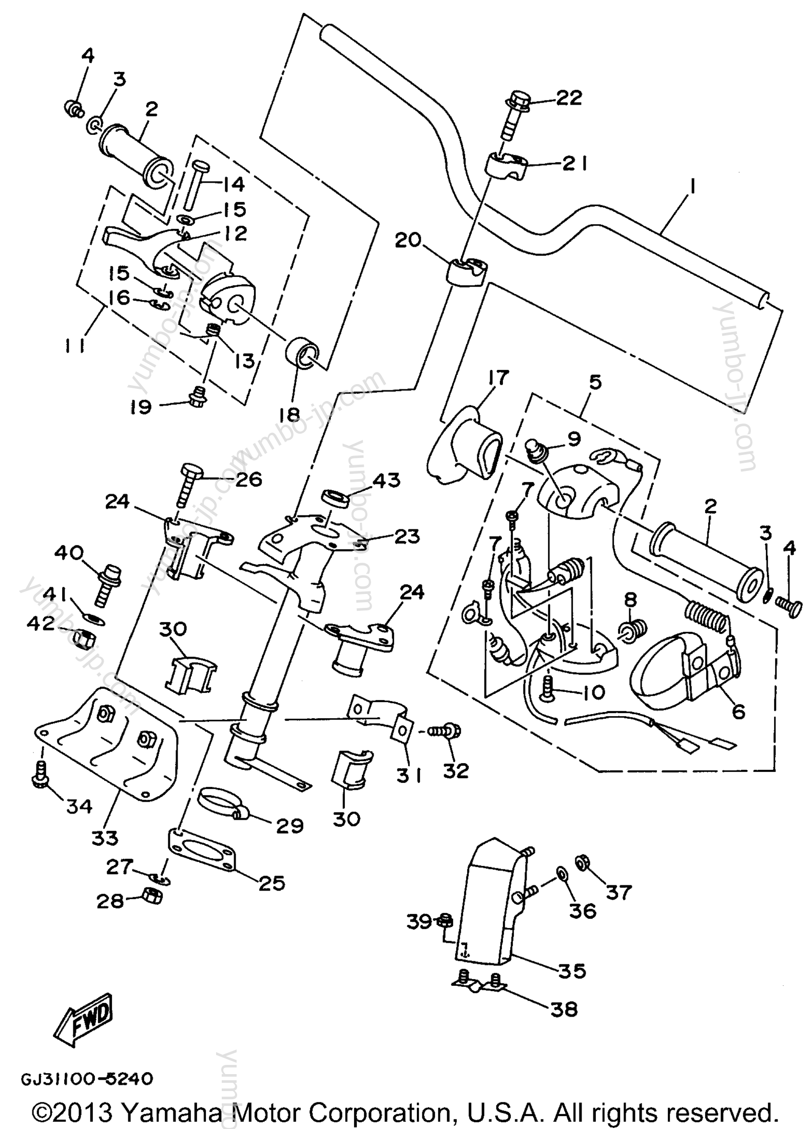 Steering 1 для гидроциклов YAMAHA WAVE VENTURE (WVT700T) 1995 г.