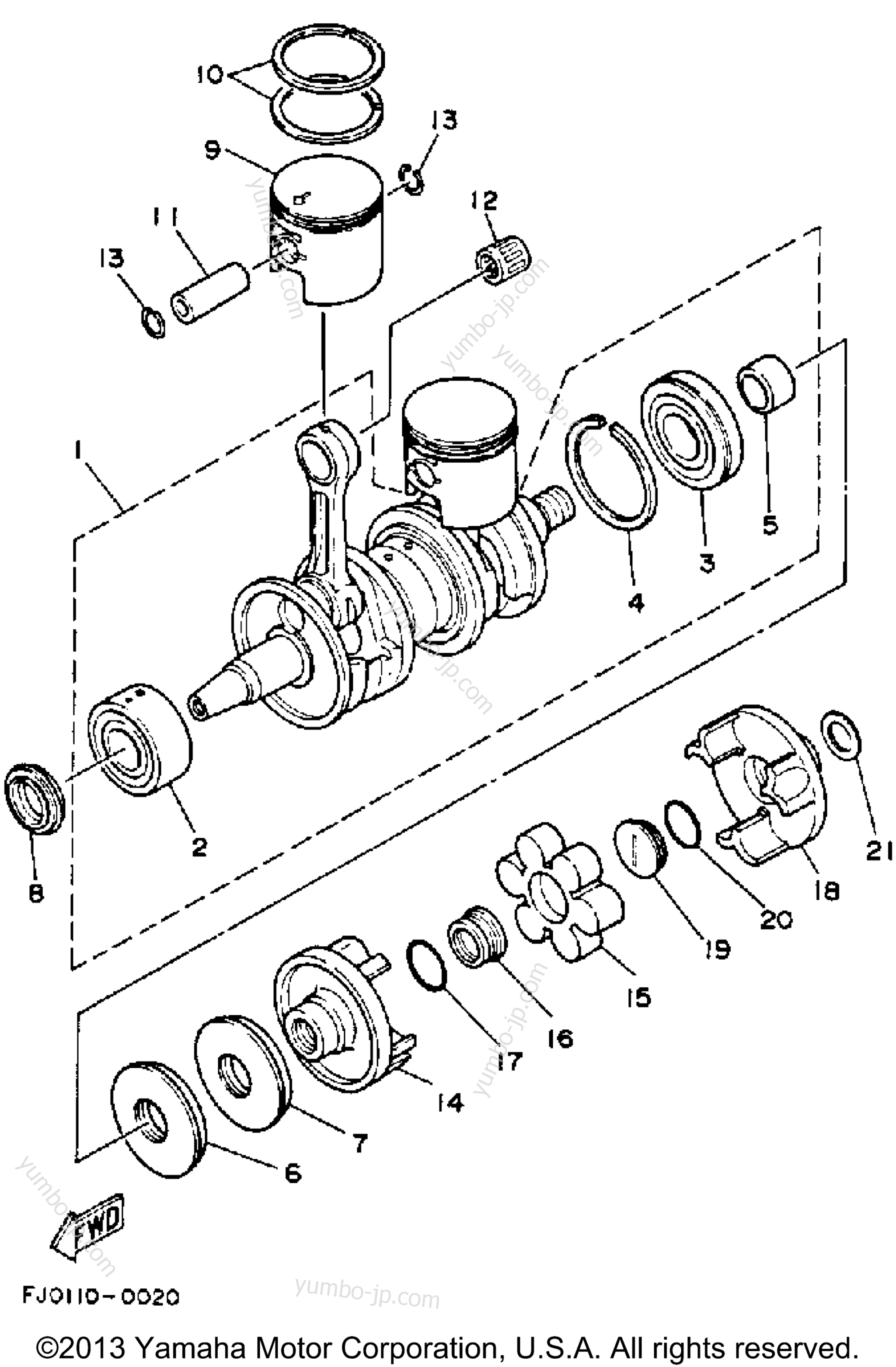 Crankshaft - Piston для гидроциклов YAMAHA SUPER JET (SJ650Q) 1992 г.