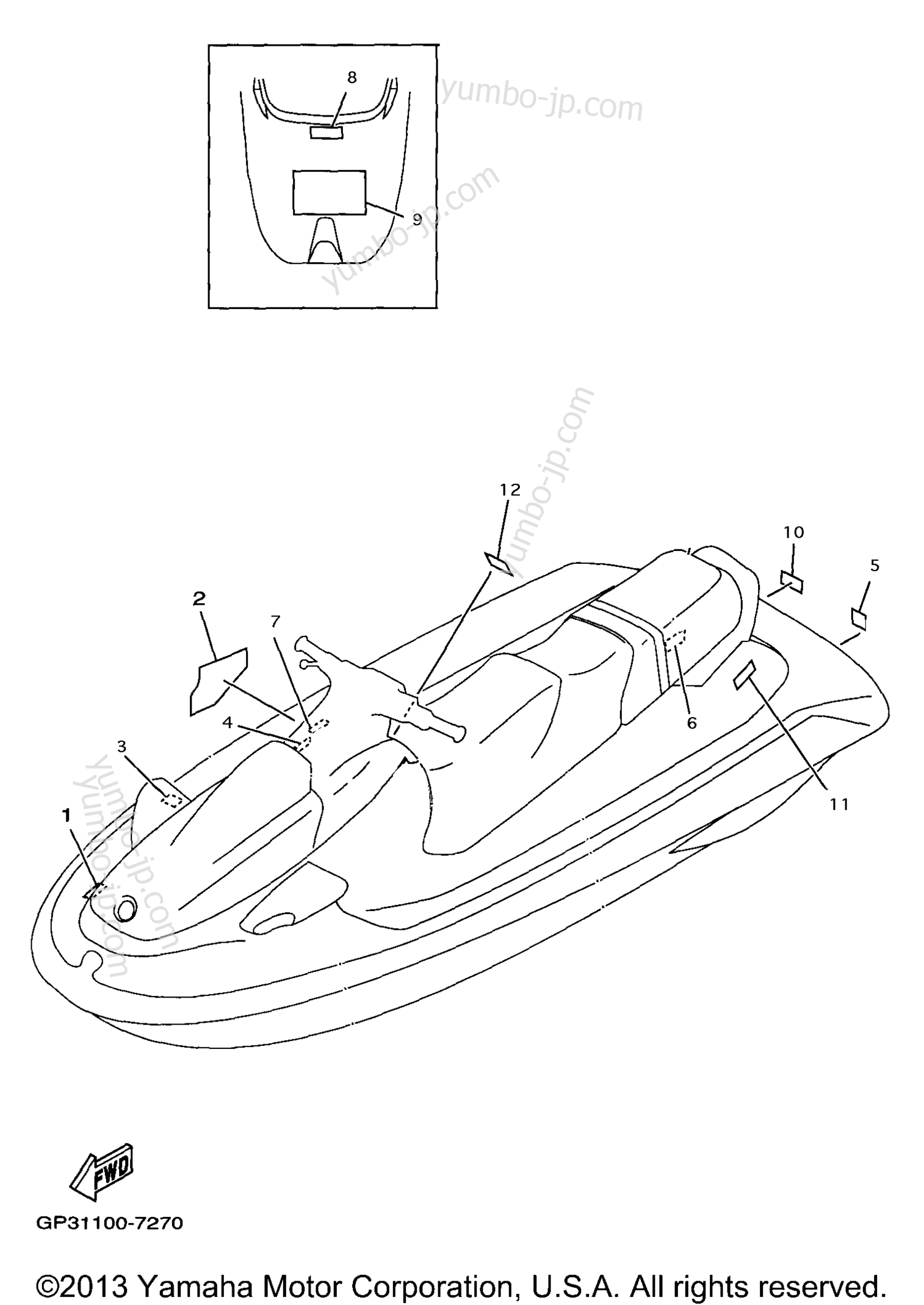 Important Label for watercrafts YAMAHA WAVE VENTURE 760 (WVT760V) 1997 year